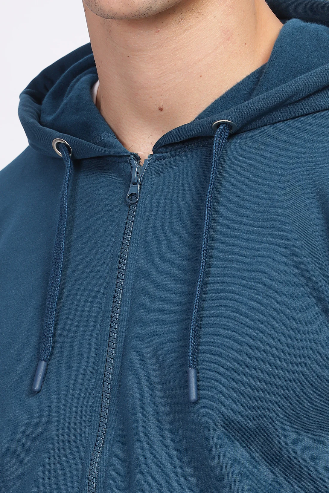 Men Teal Sweatshirt With Zipper Hoodies - Image 6