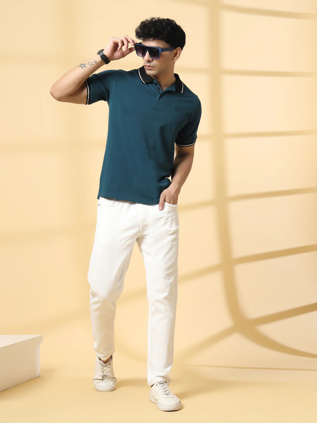 Men Teal Urban Classic Polo T-Shirt - Image 2