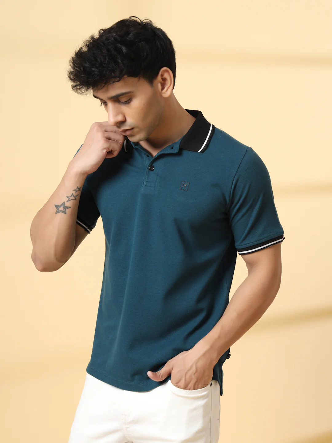 Men Teal Urban Classic Polo T-Shirt - Image 3