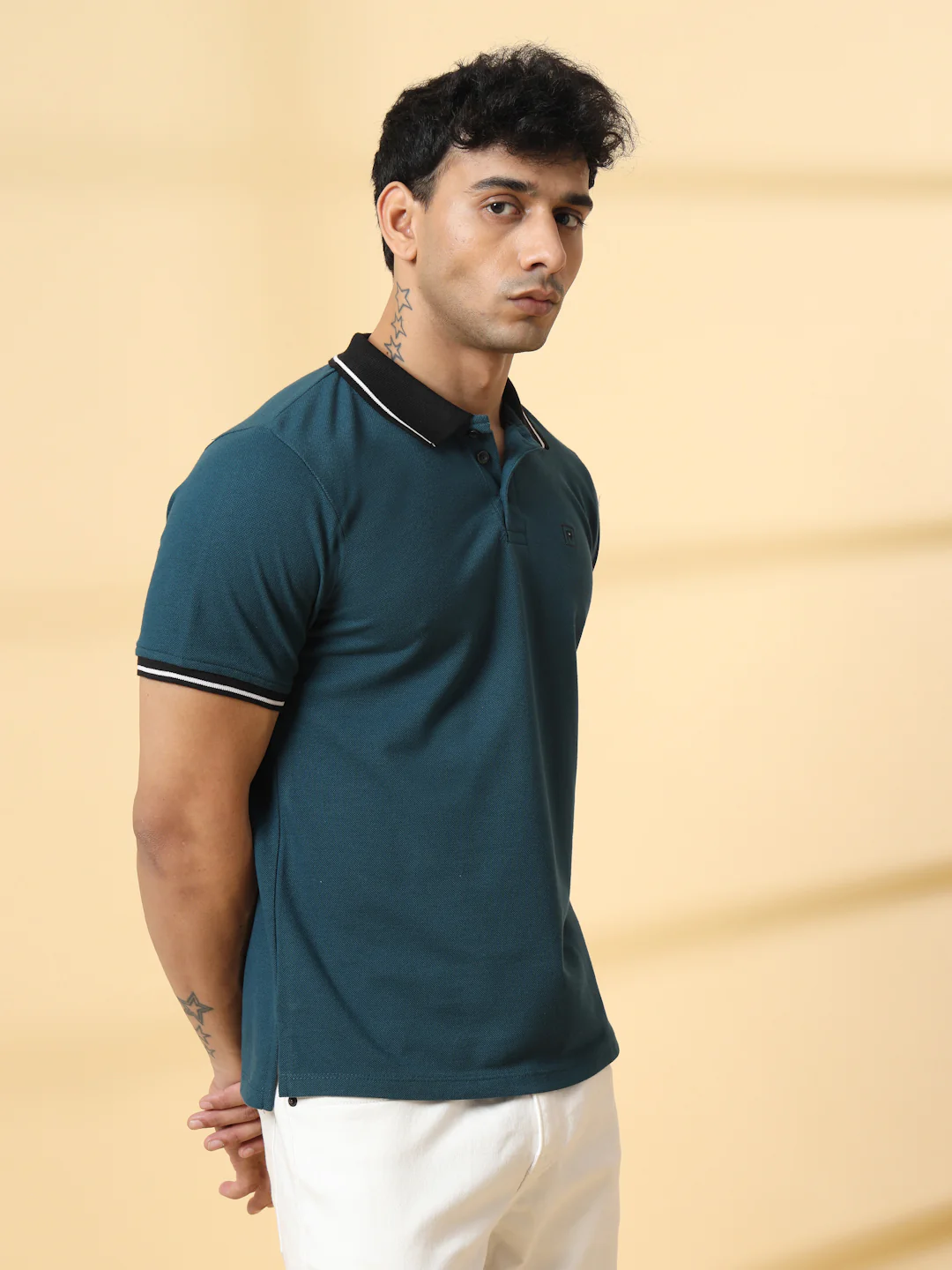 Men Teal Urban Classic Polo T-Shirt - Image 4