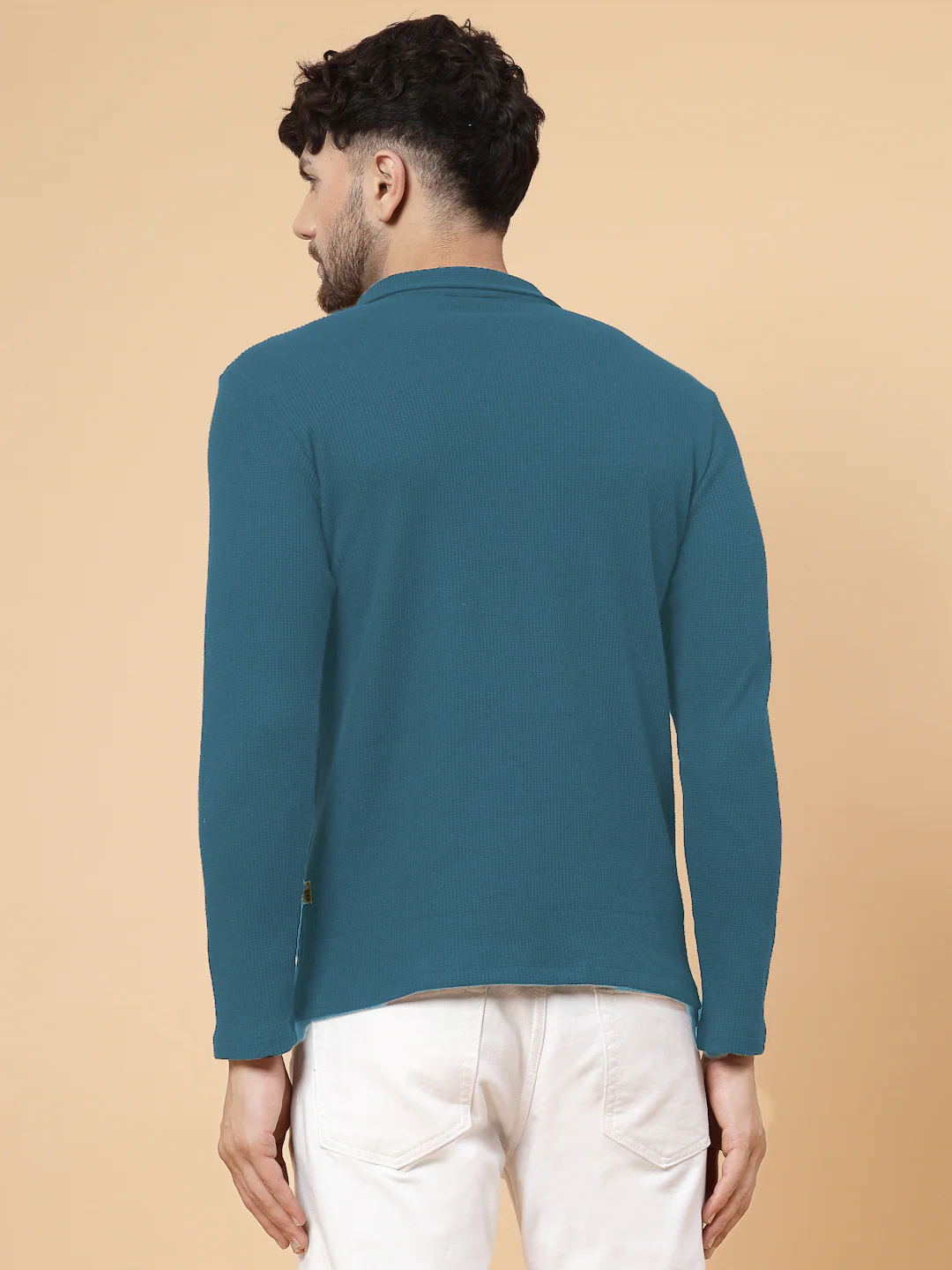 Men Teal Waffle T-shirt - Image 5