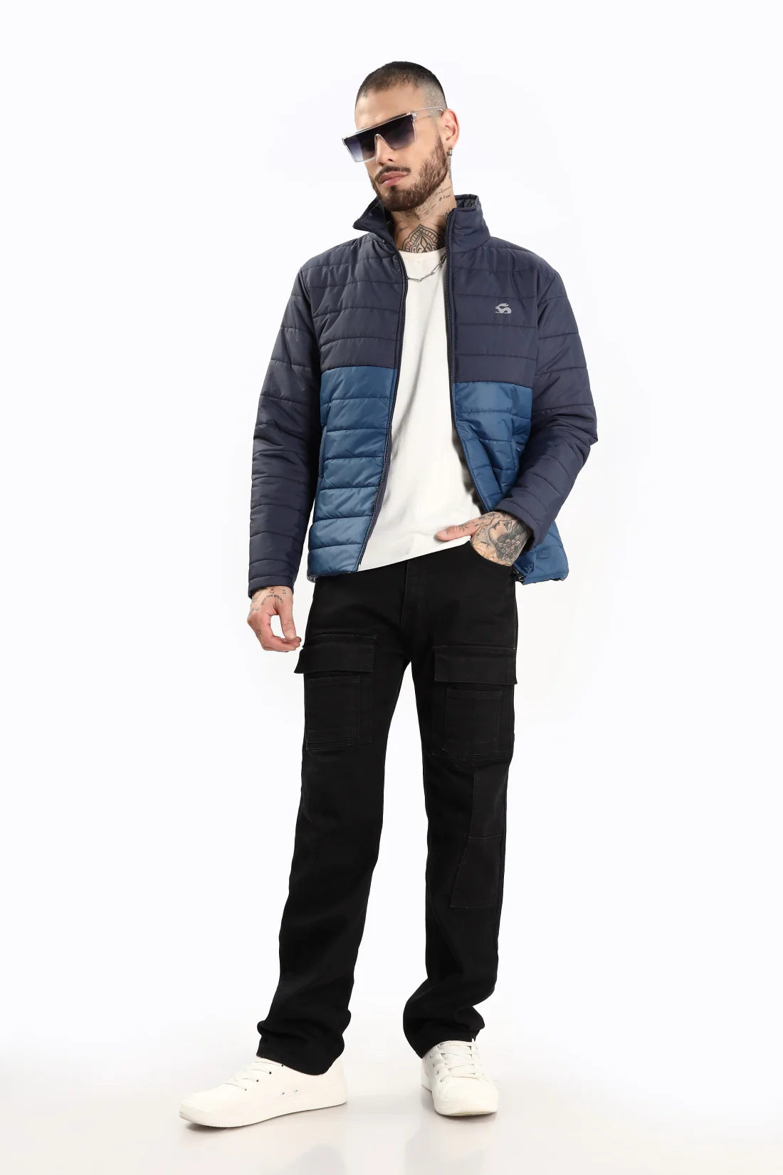 Men Teal Winter Ready Bomber Jacket - Image 6