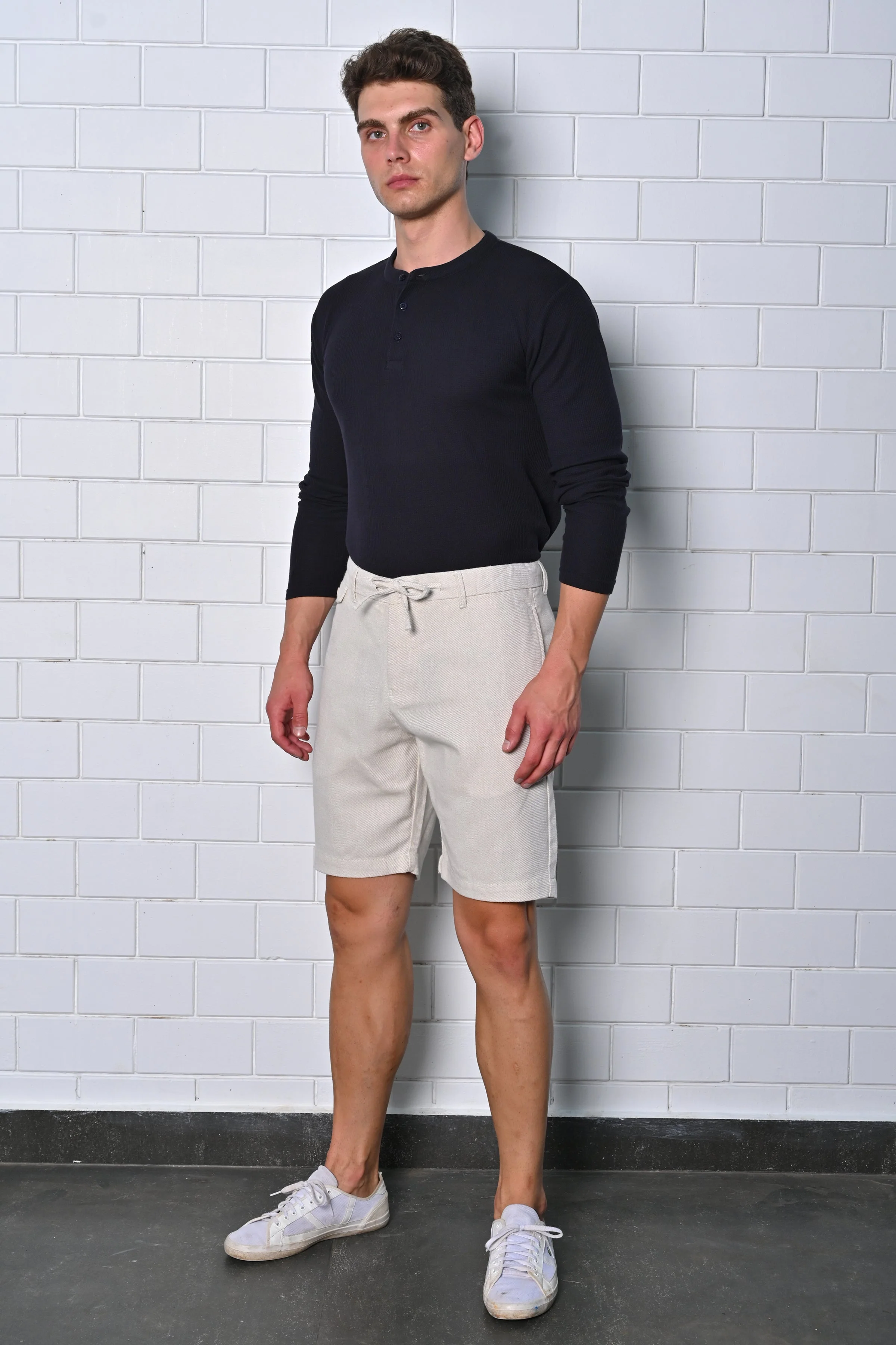 Men Terry Cotton Comfort Shorts Beige - Image 4