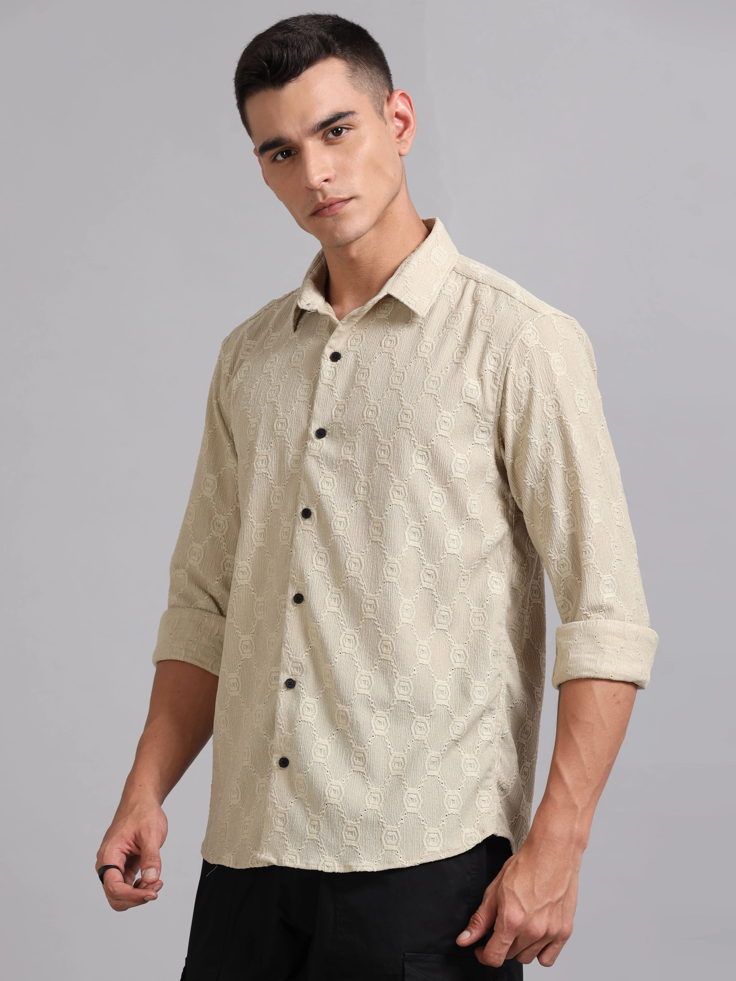 Men Texlink Beige Shirt - Image 3