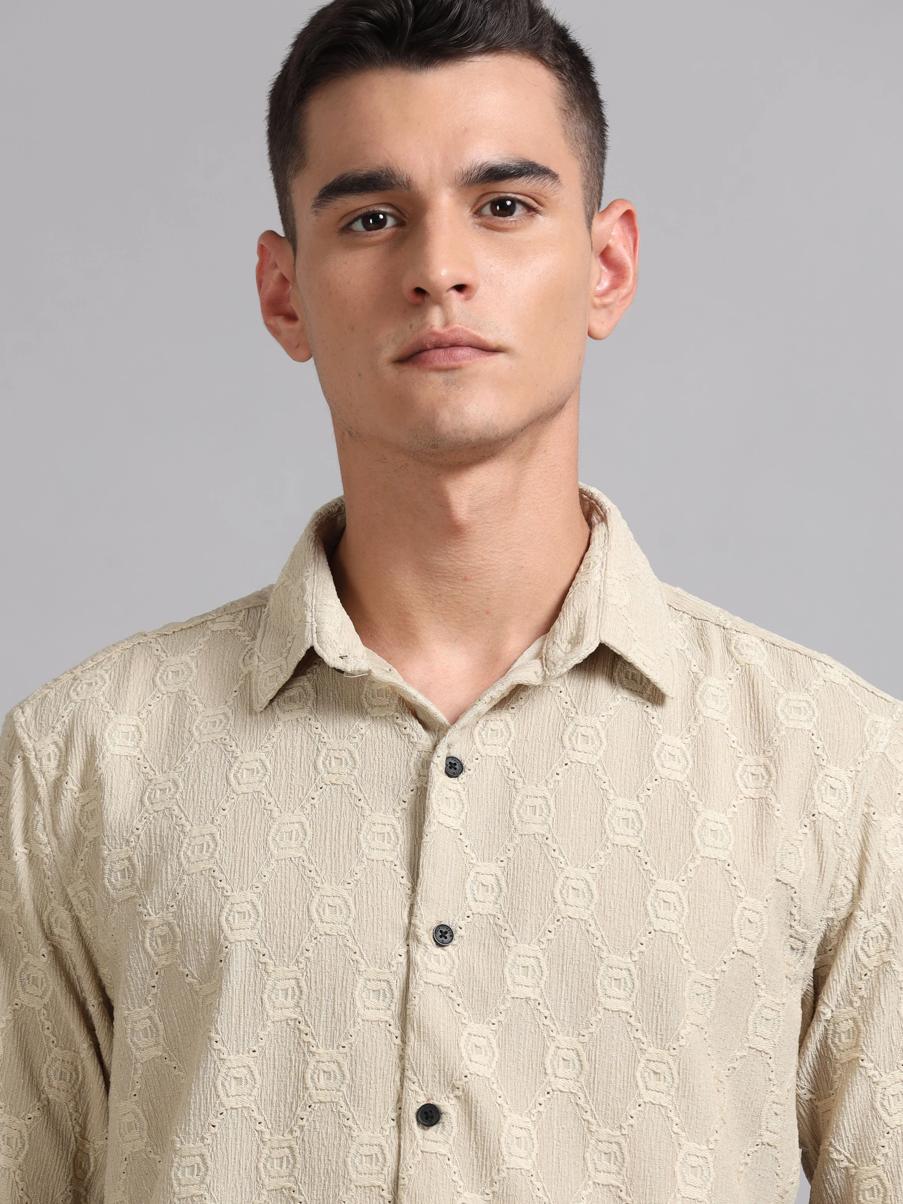Men Texlink Beige Shirt - Image 4