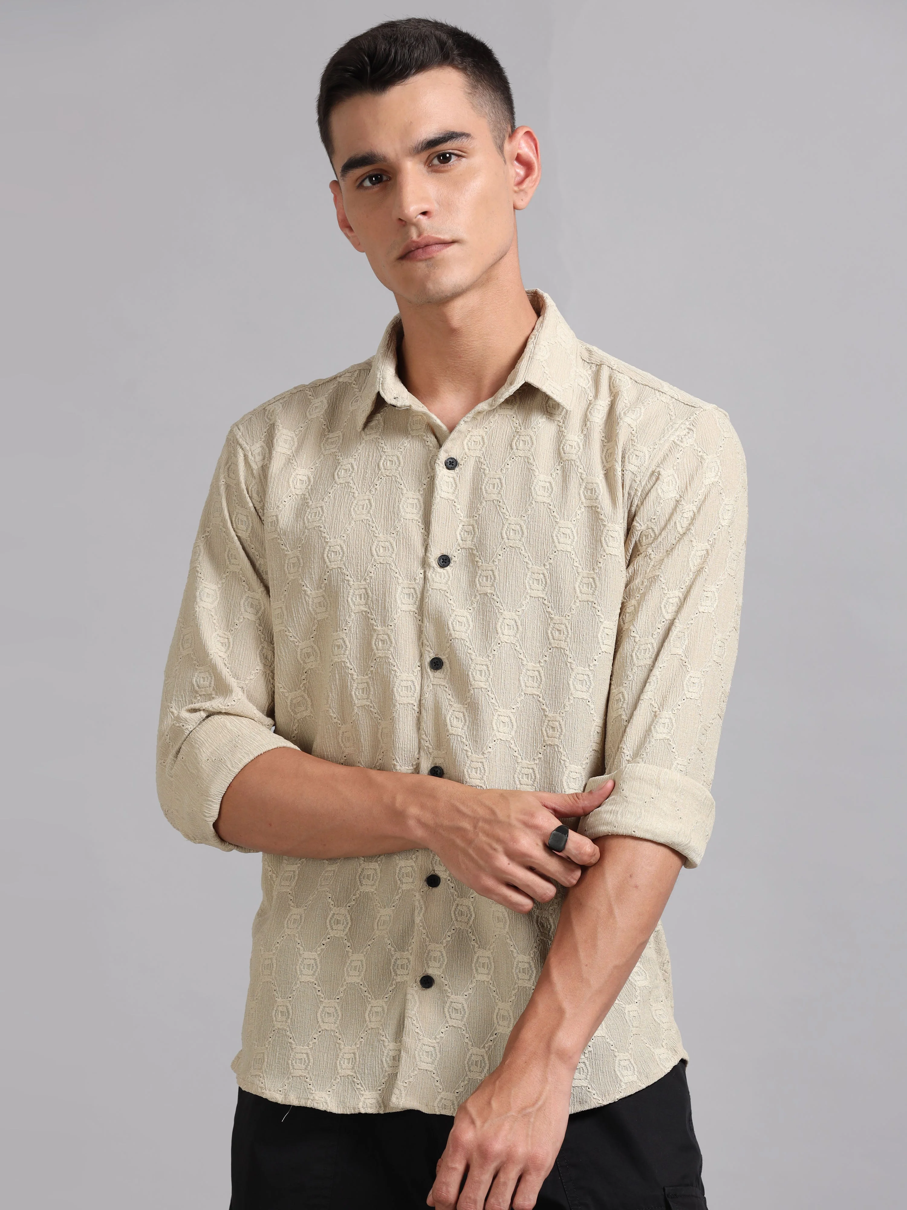 Men Texlink Beige Shirt - Image 5