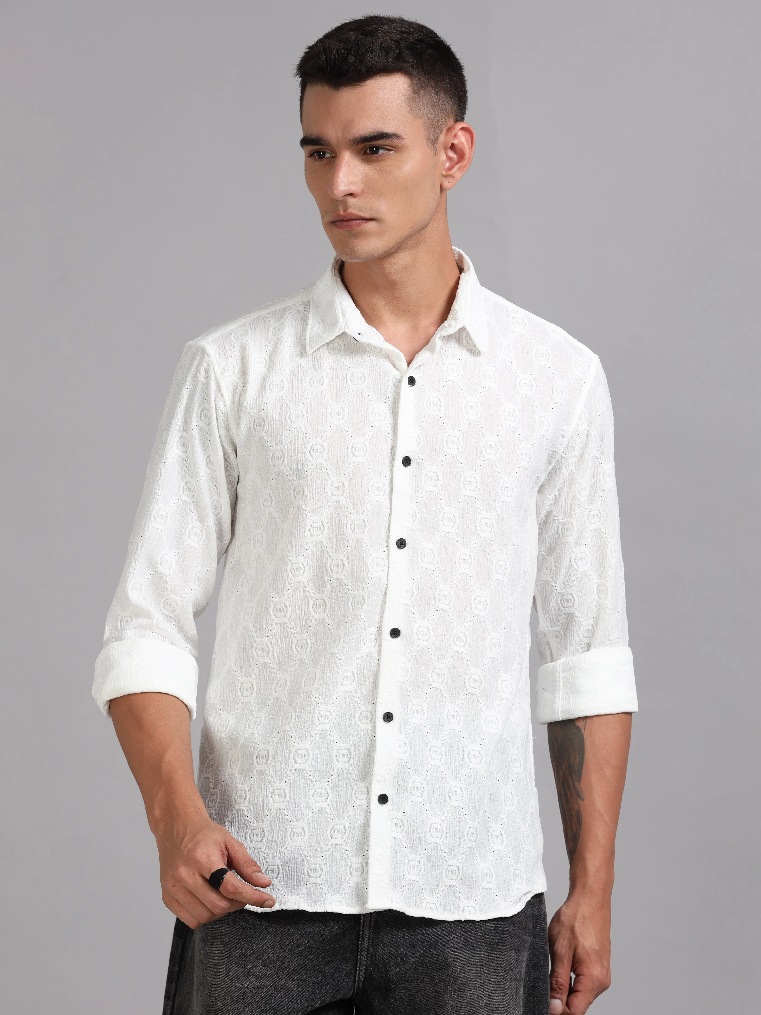 Men Texlink White Shirt - Image 5