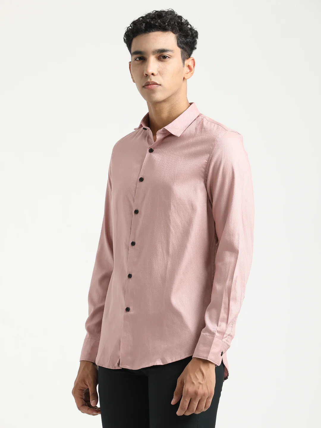 Men Textured Cotton Shirt with Dobby Weave - Image 4