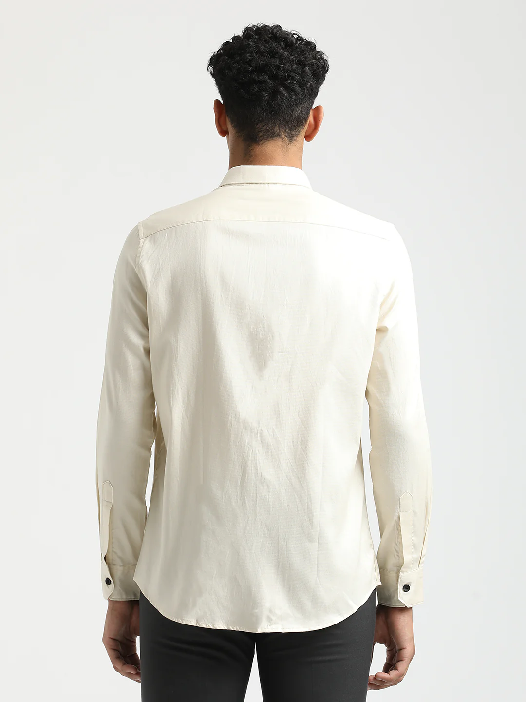 Men Textured Cotton Shirt with Dobby Weave - Image 2