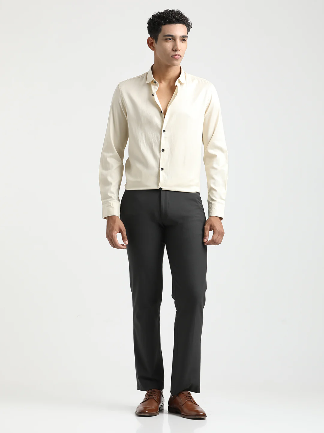Men Textured Cotton Shirt with Dobby Weave - Image 3