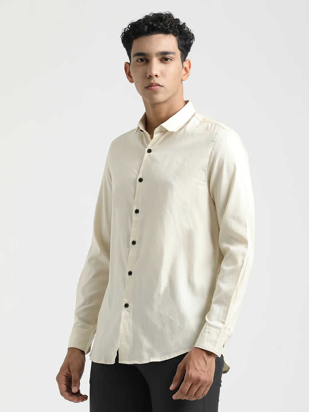 Men Textured Cotton Shirt with Dobby Weave - Image 4