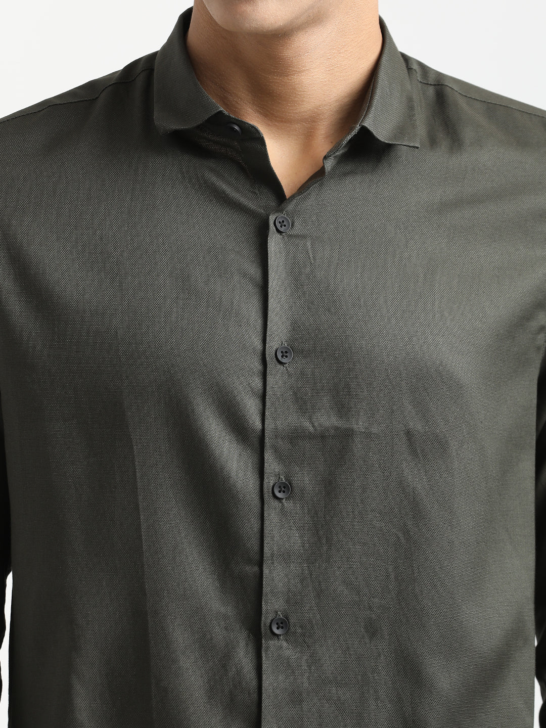 Men Textured Cotton Shirt with Dobby Weave - Image 6