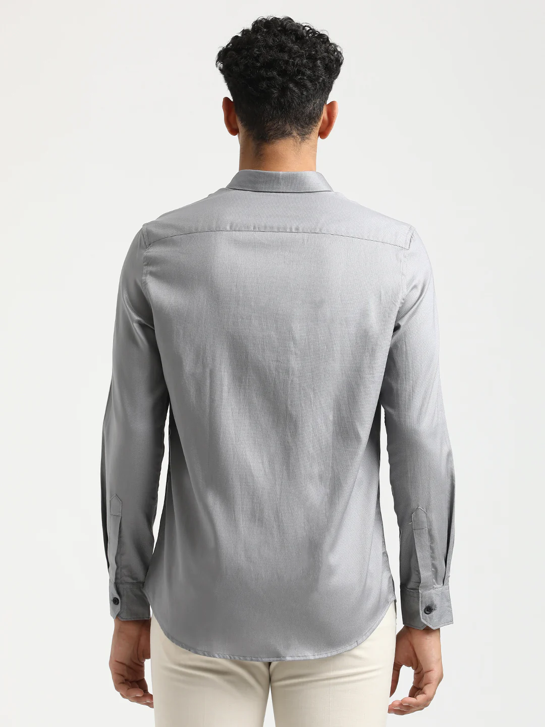 Men Textured Cotton Shirt with Dobby Weave - Image 2