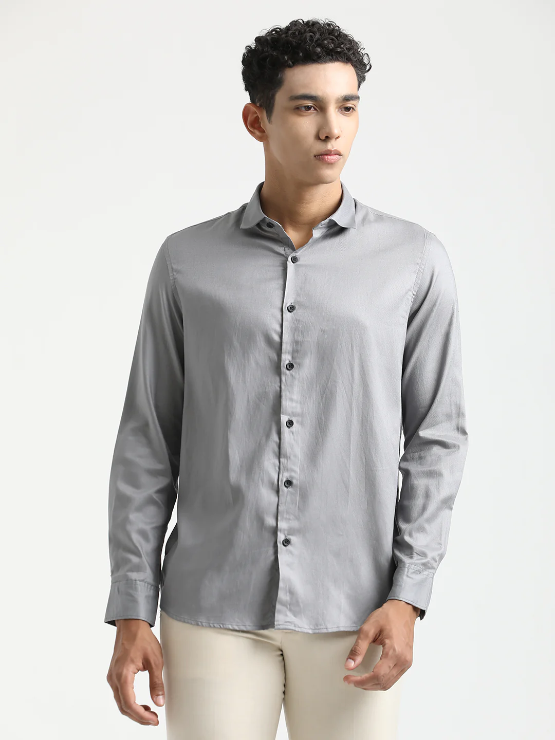 Men Textured Cotton Shirt with Dobby Weave - Image 4