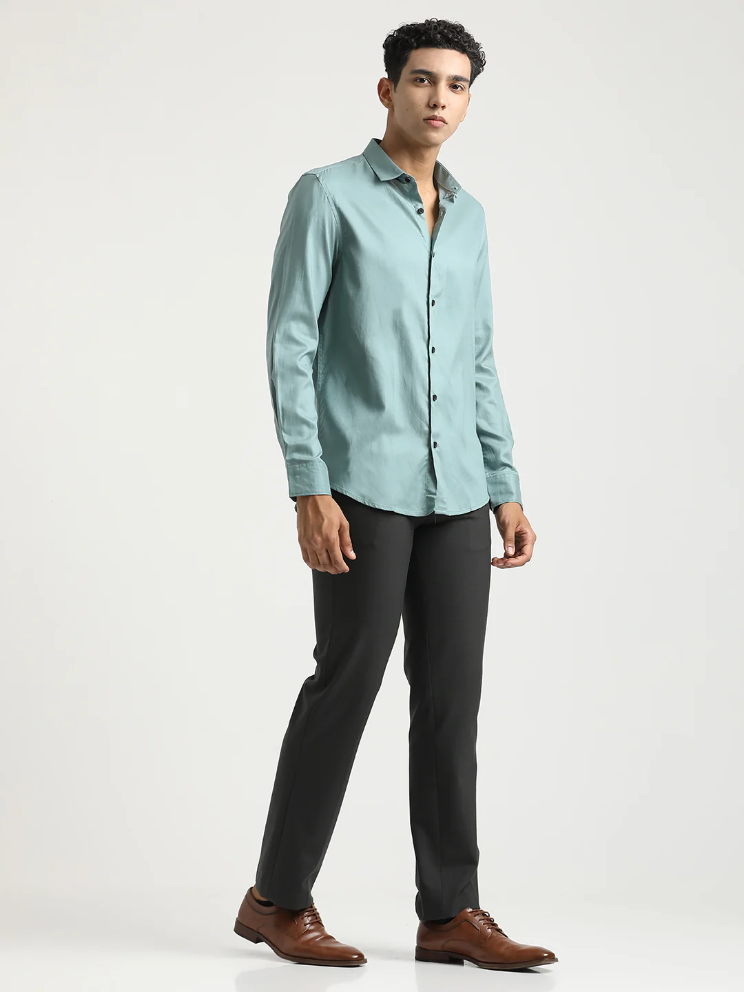 Men Textured Cotton Shirt with Dobby Weave - Image 2