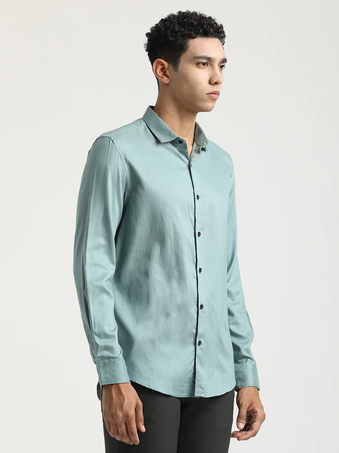Men Textured Cotton Shirt with Dobby Weave - Image 4