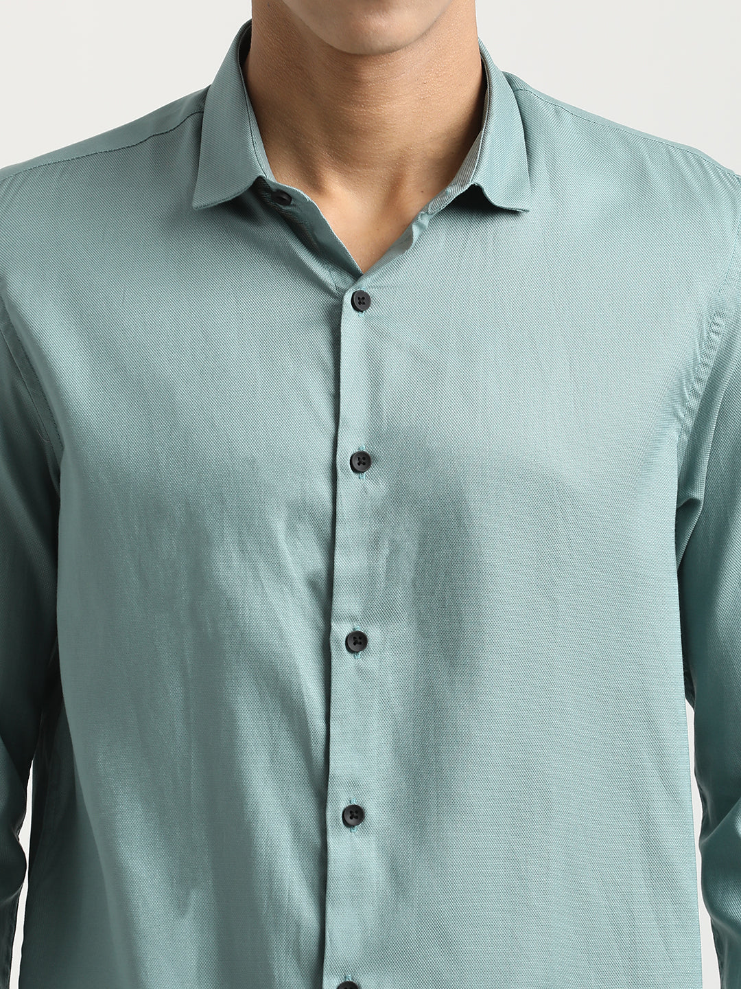 Men Textured Cotton Shirt with Dobby Weave - Image 5