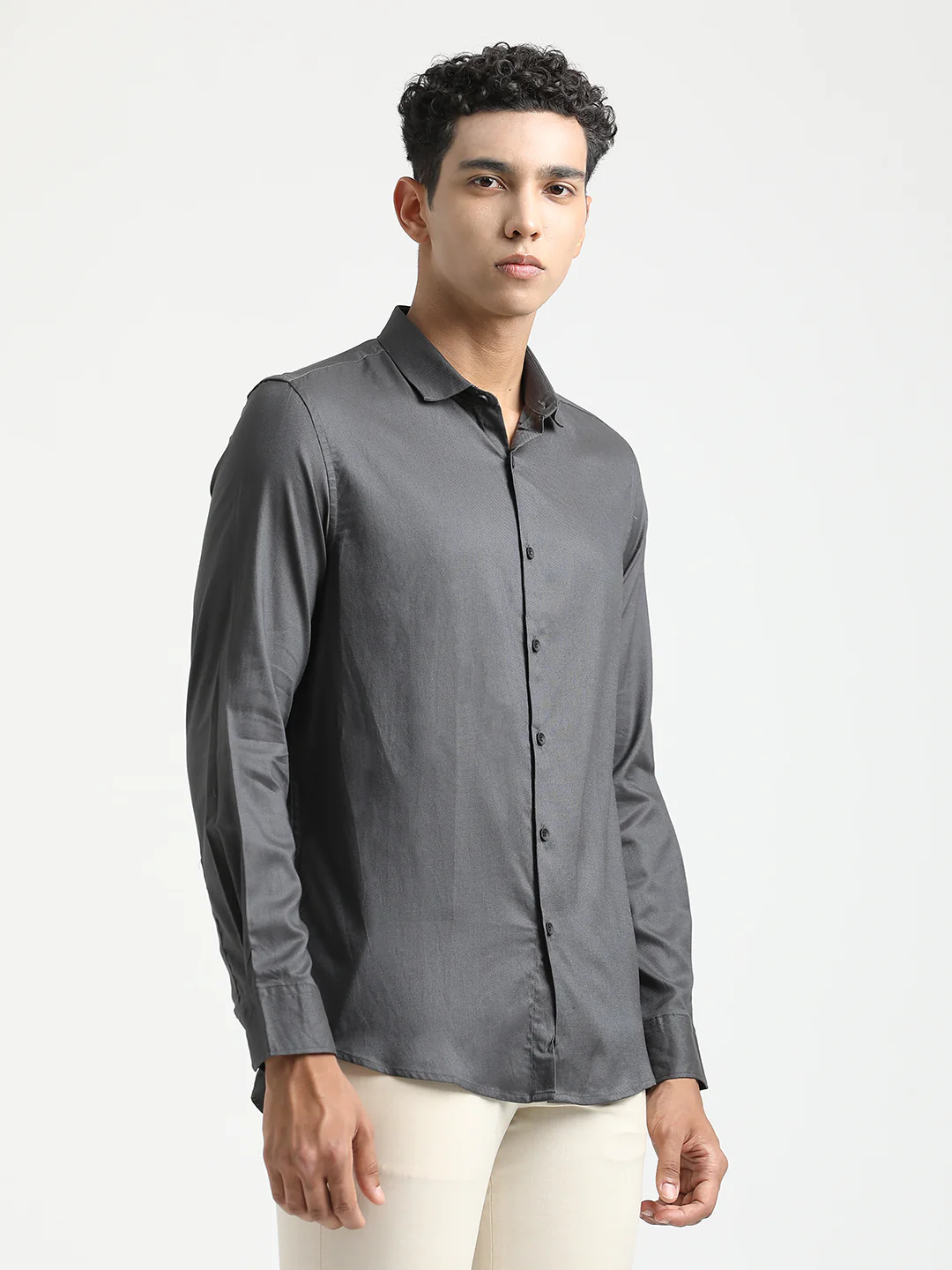 Men Textured Cotton Shirt with Dobby Weave