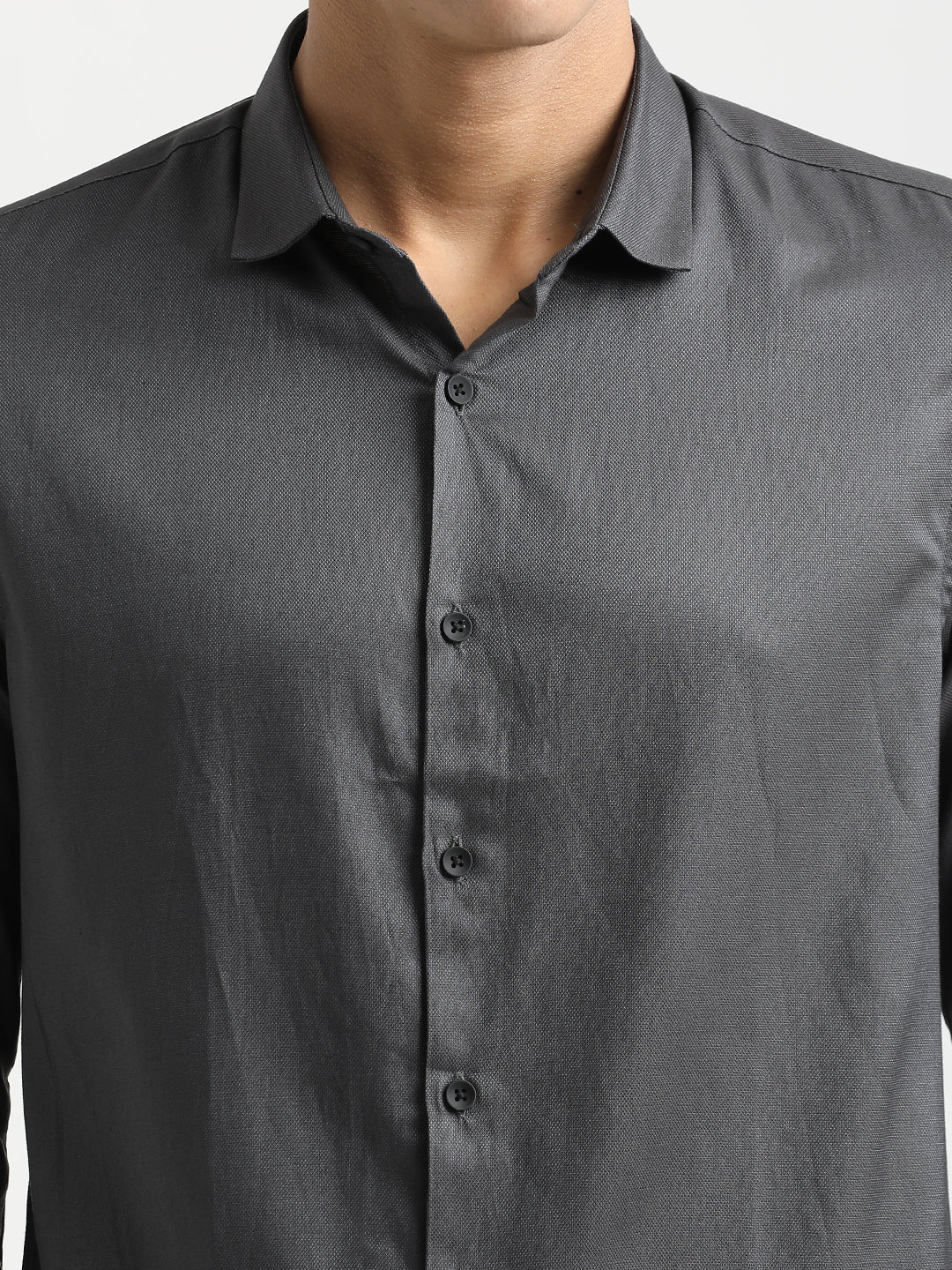 Men Textured Cotton Shirt with Dobby Weave - Image 5