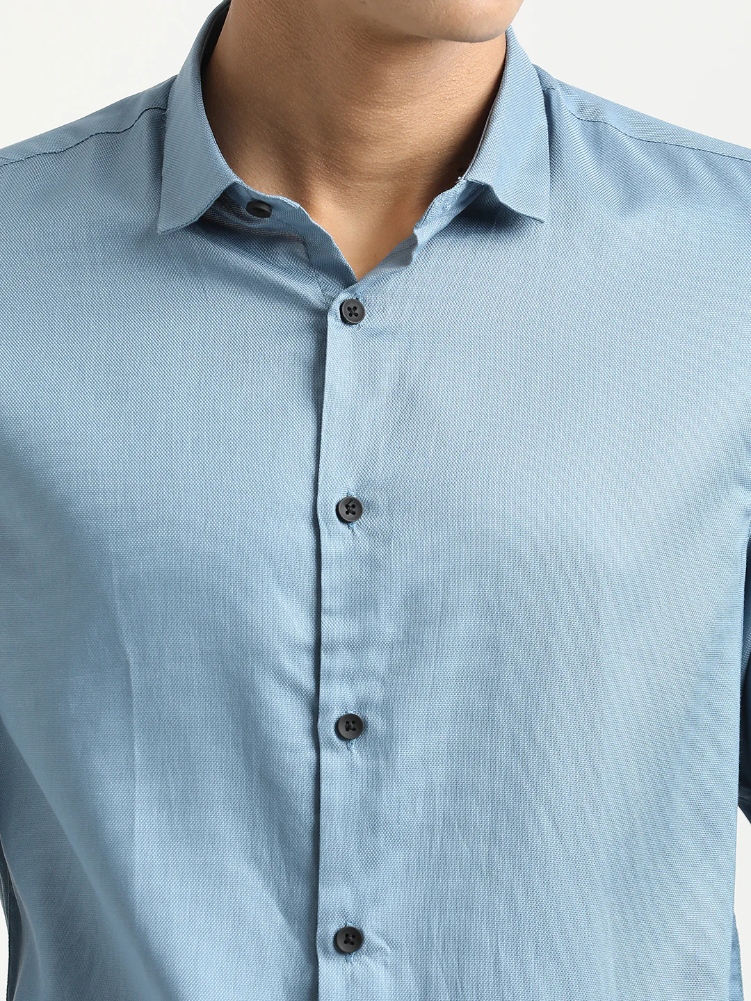 Men Textured Cotton Shirt with Dobby Weave - Image 5
