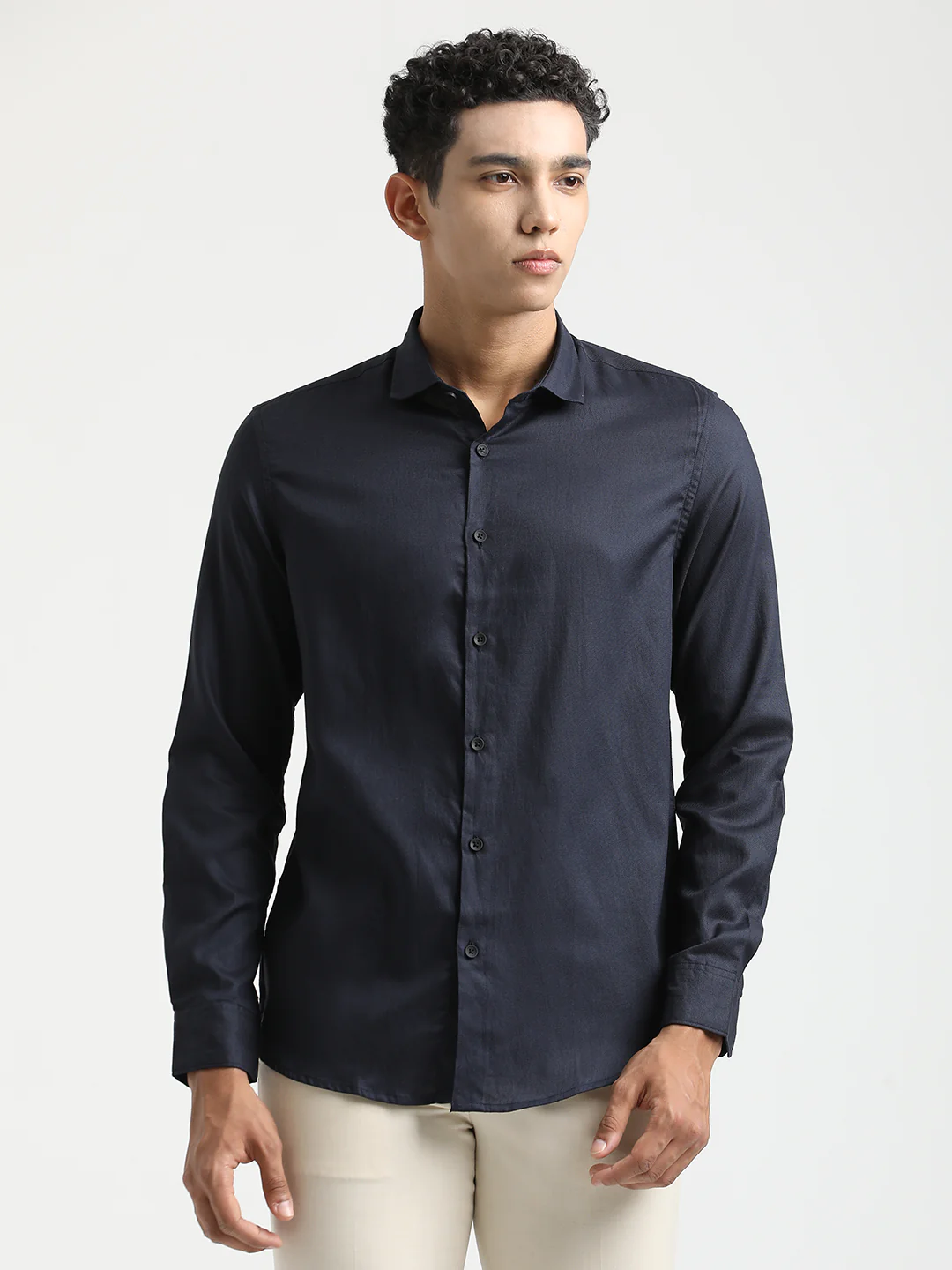 Men Textured Cotton Shirt with Dobby Weave - Image 2