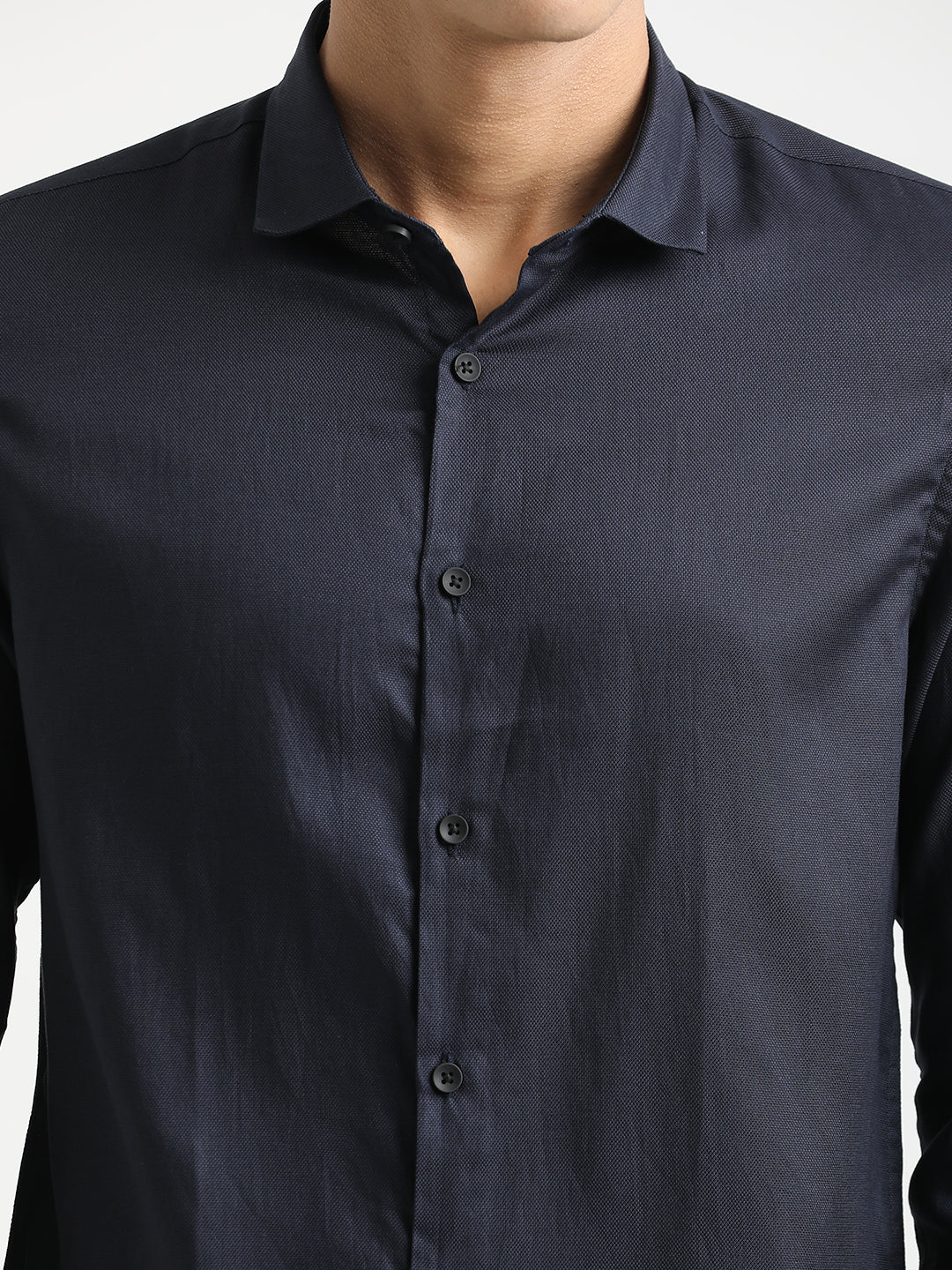 Men Textured Cotton Shirt with Dobby Weave - Image 4