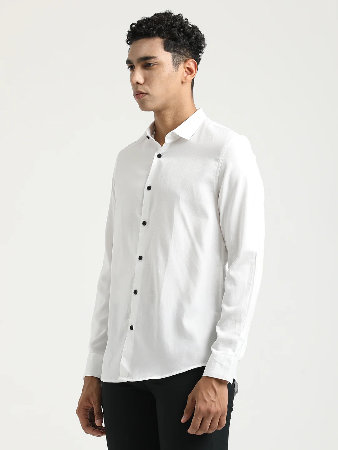 Men Textured Cotton Shirt with Dobby Weave - Image 3