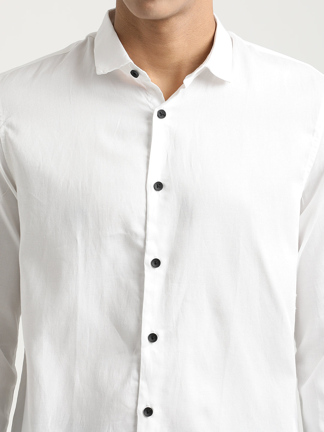Men Textured Cotton Shirt with Dobby Weave - Image 5