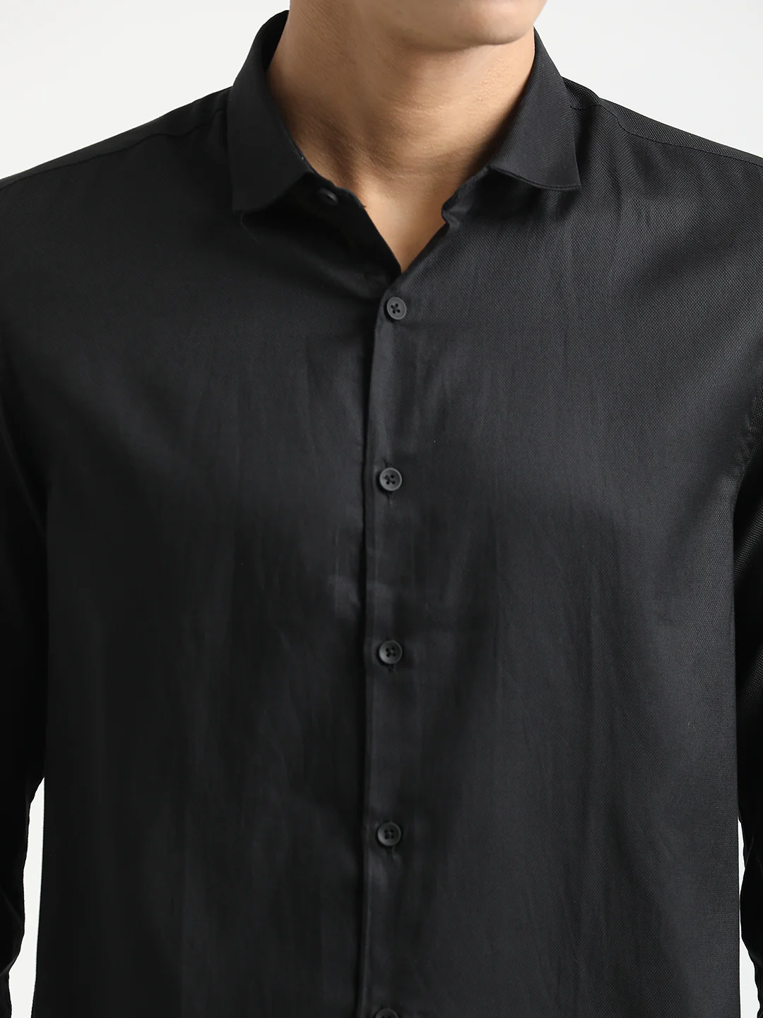 Men Textured Cotton Shirt with Dobby Weave - Image 5