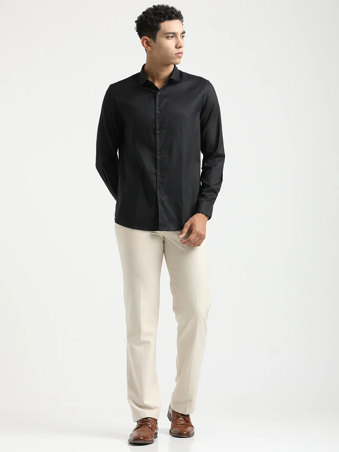 Men Textured Cotton Shirt with Dobby Weave - Image 6