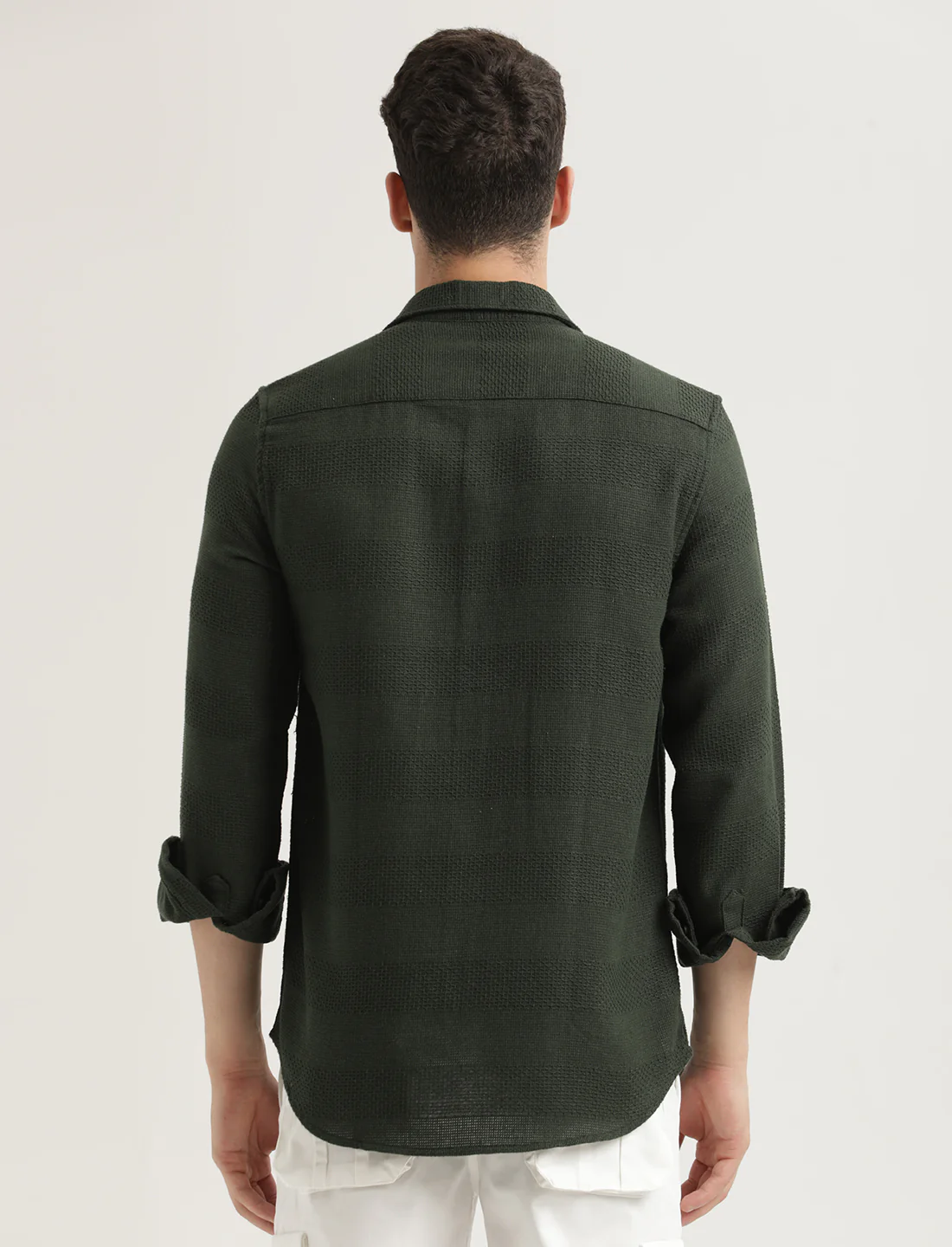 Men Textured Cotton Slim-Fit Shirt - Image 3
