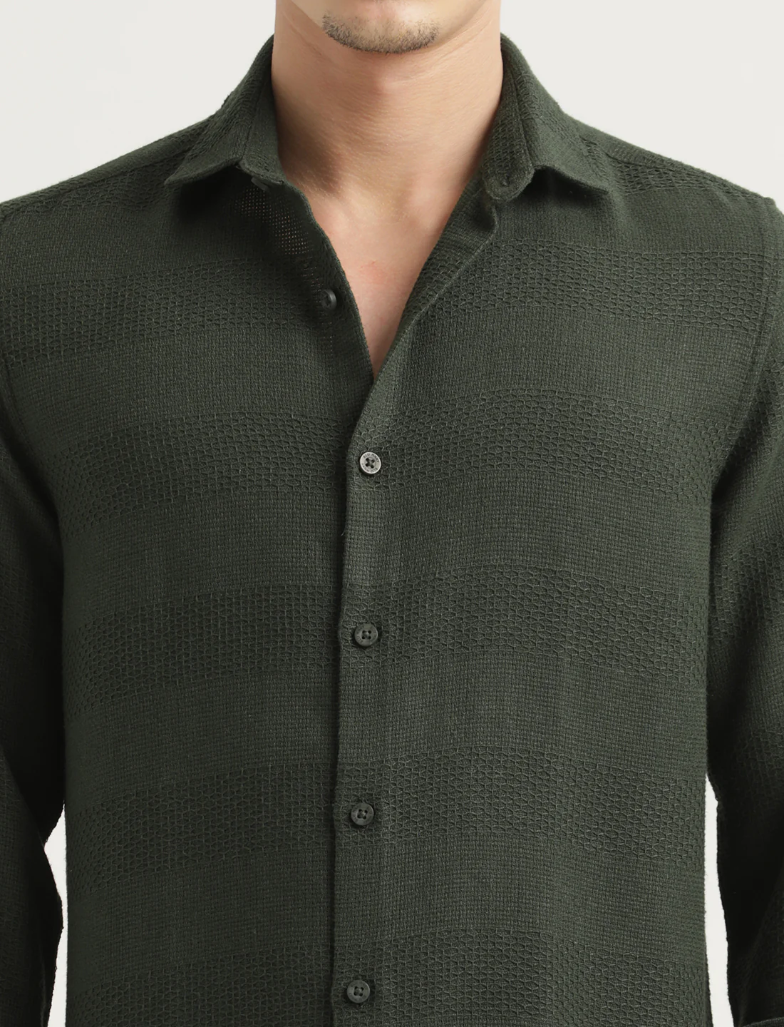 Men Textured Cotton Slim-Fit Shirt - Image 5