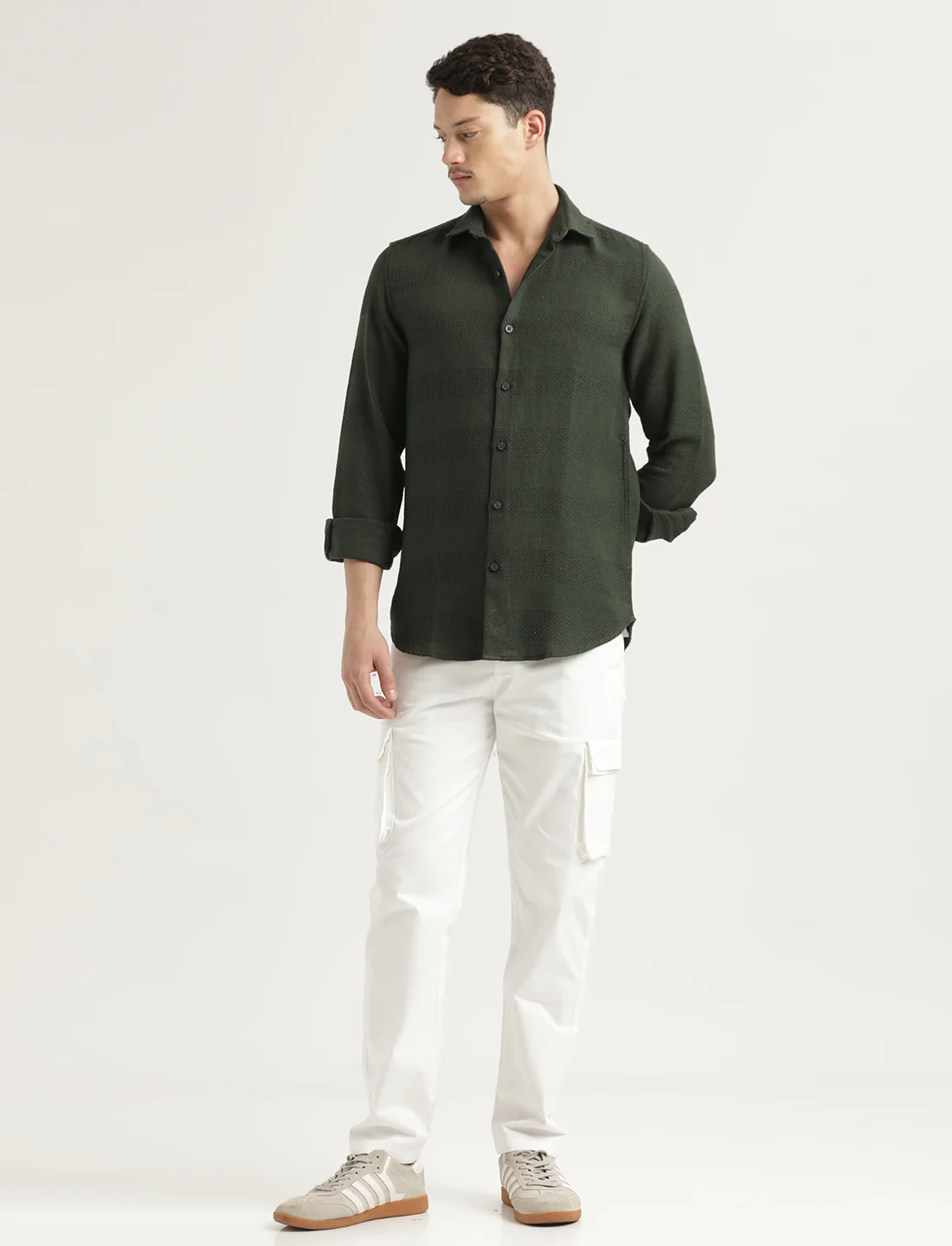 Men Textured Cotton Slim-Fit Shirt - Image 6