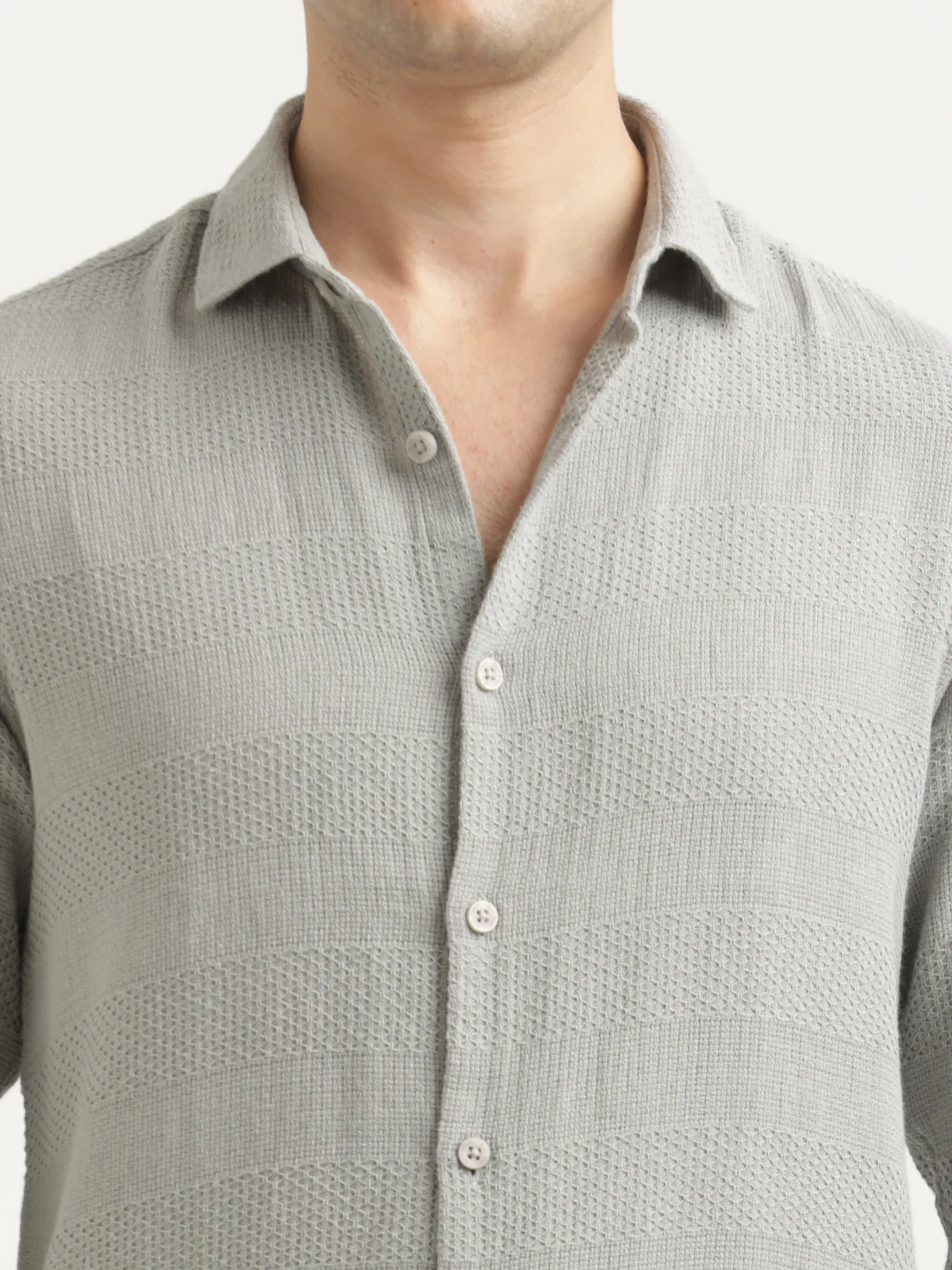 Men Textured Cotton Slim-Fit Shirt - Image 3