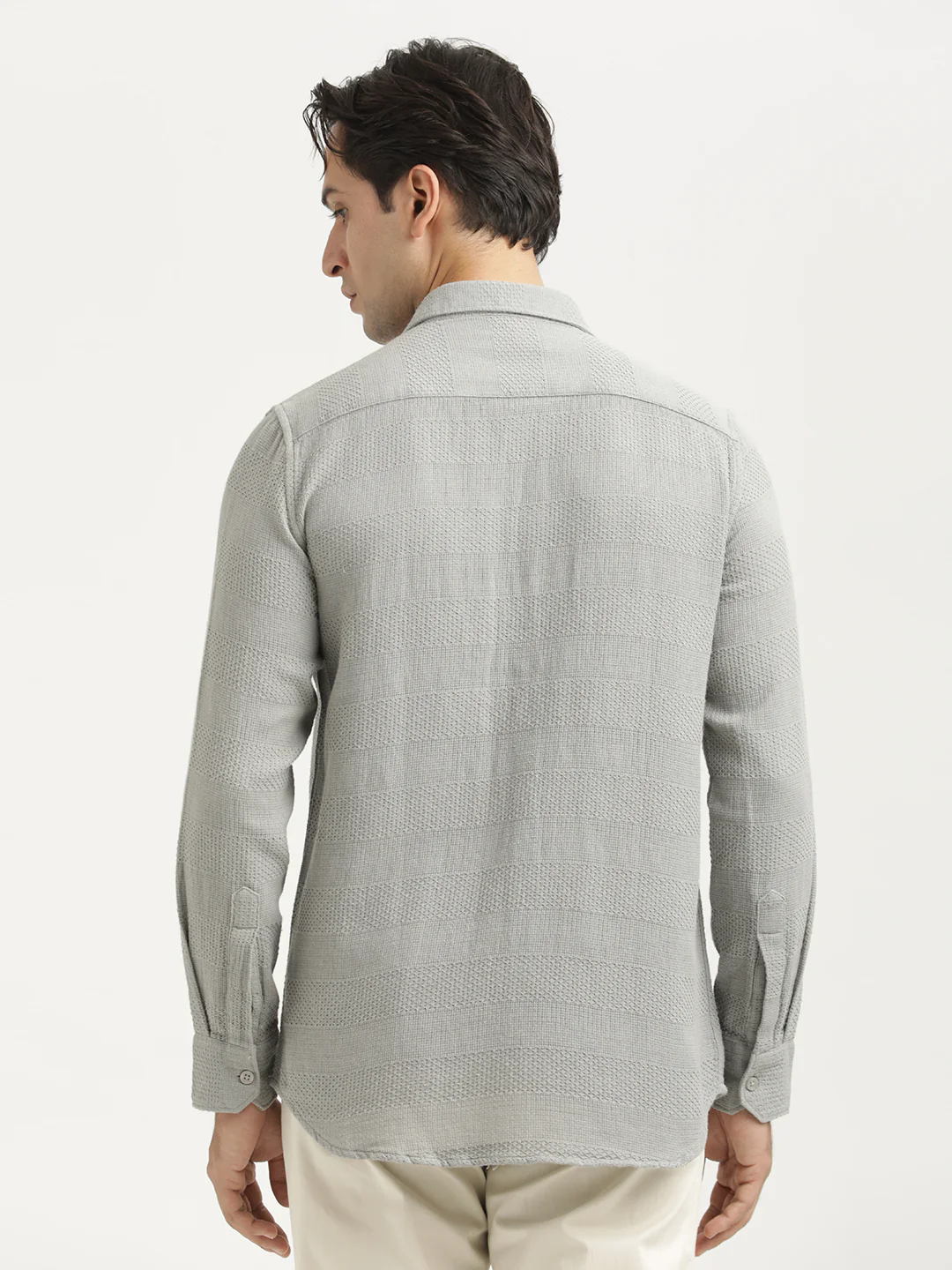 Men Textured Cotton Slim-Fit Shirt - Image 5