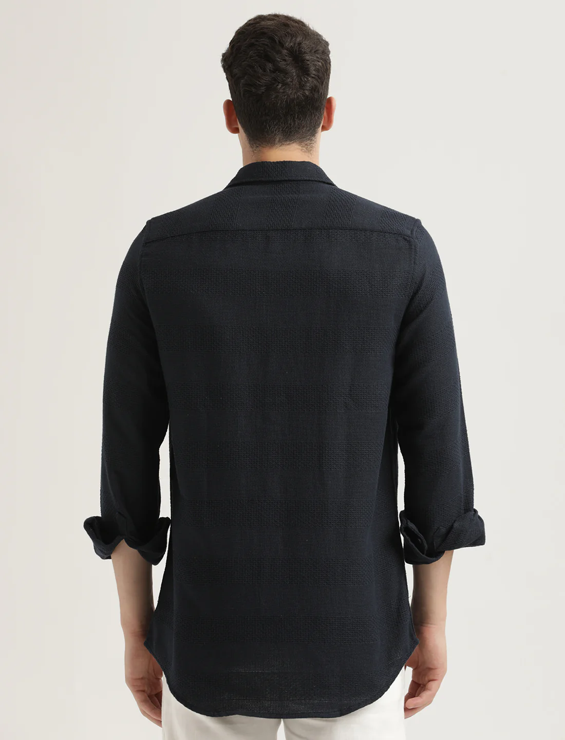 Men Textured Cotton Slim-Fit Shirt - Image 3
