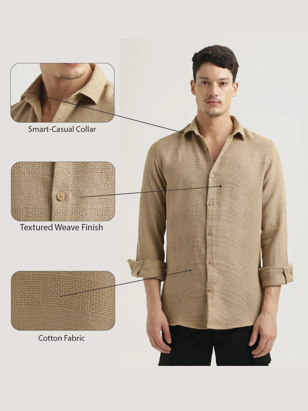 Men Textured Cotton Slim-Fit Shirt - Image 2