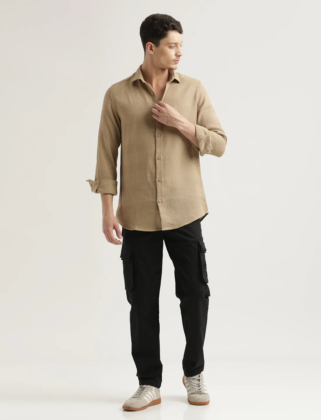 Men Textured Cotton Slim-Fit Shirt - Image 6