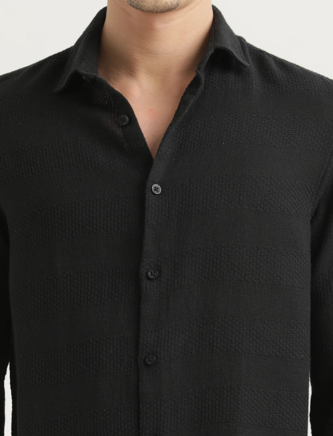 Men Textured Cotton Slim-Fit Shirt - Image 3