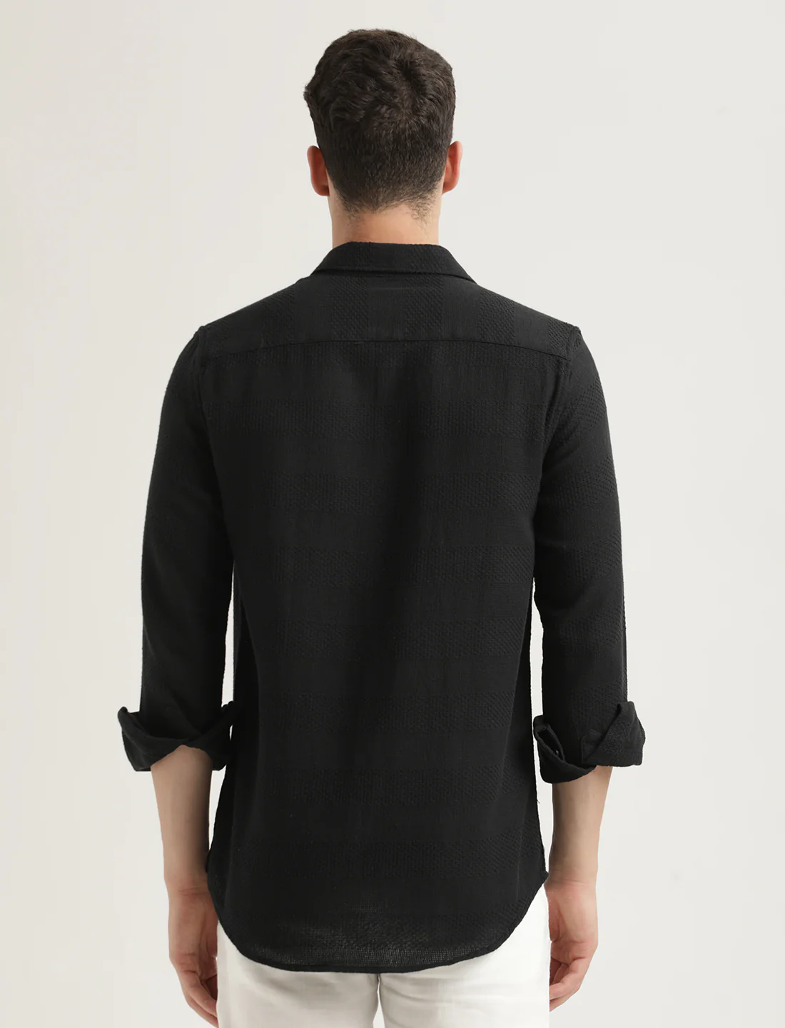 Men Textured Cotton Slim-Fit Shirt - Image 5