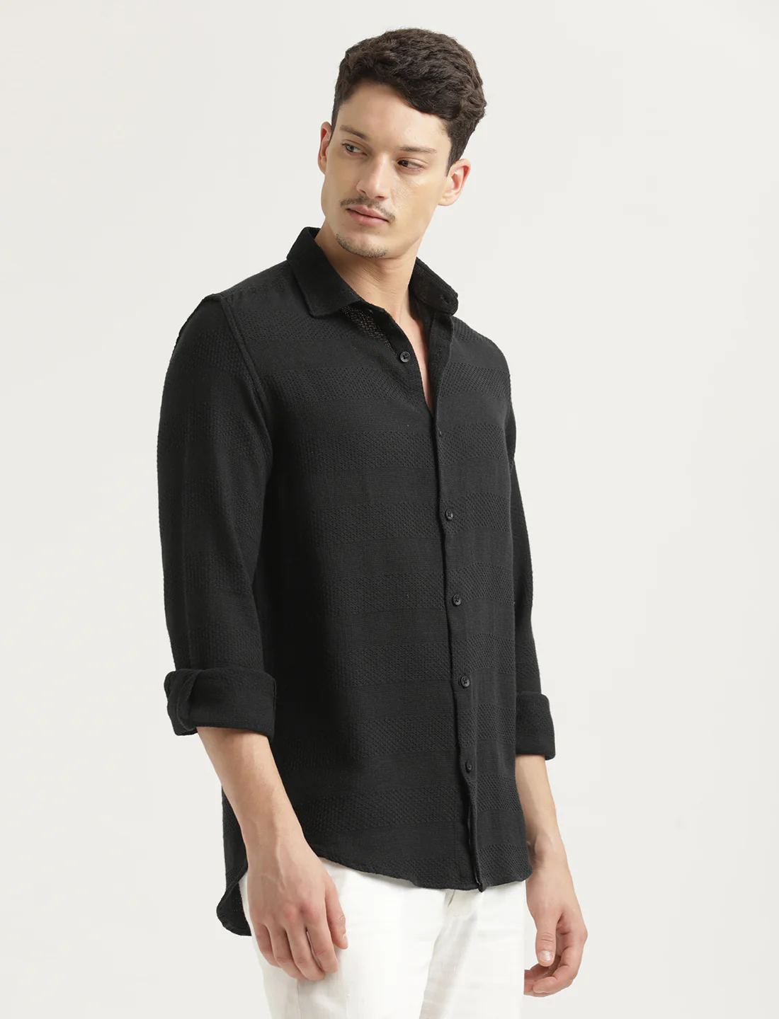 Men Textured Cotton Slim-Fit Shirt - Image 6