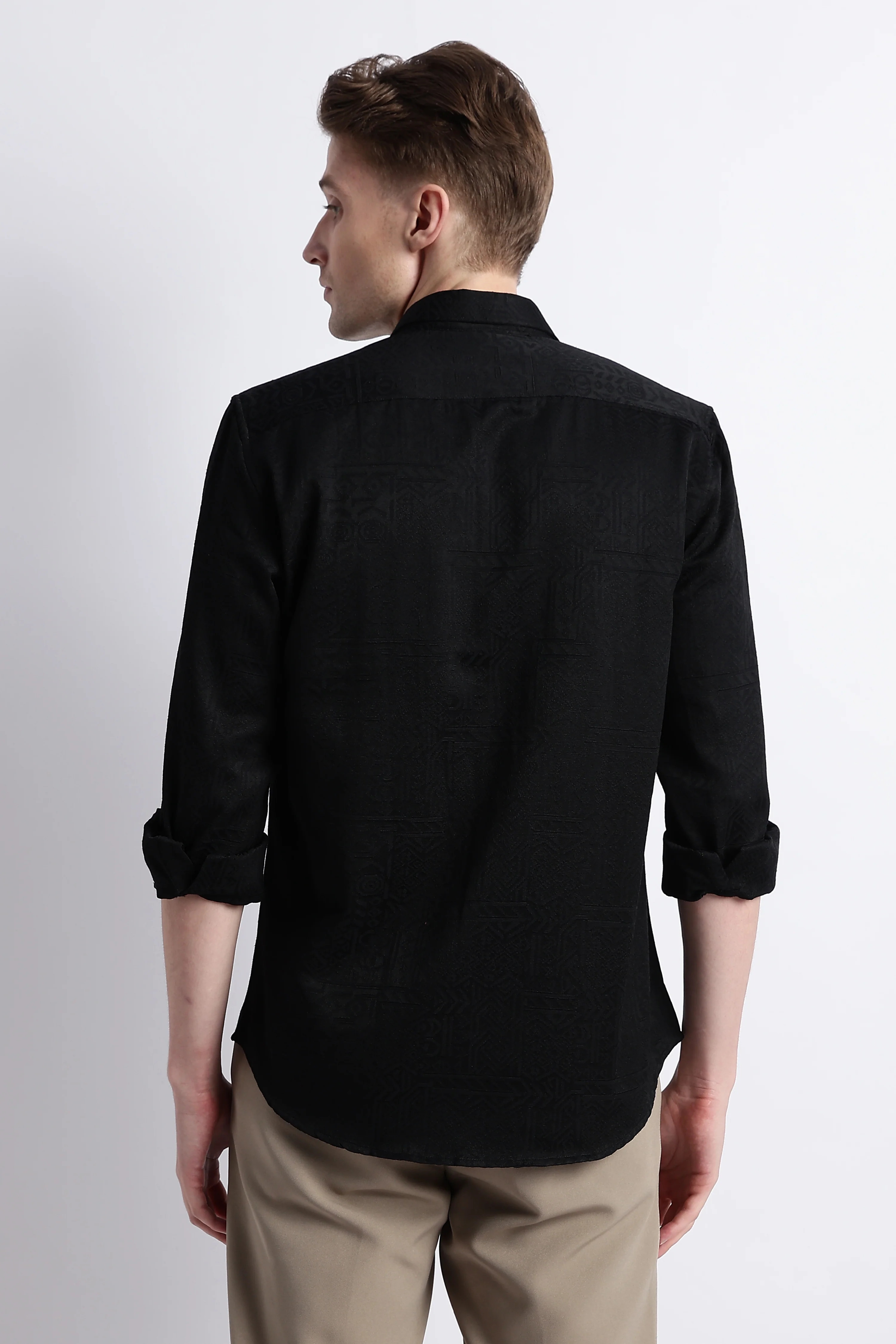 Men Textured Jacquard Shirt - Image 4