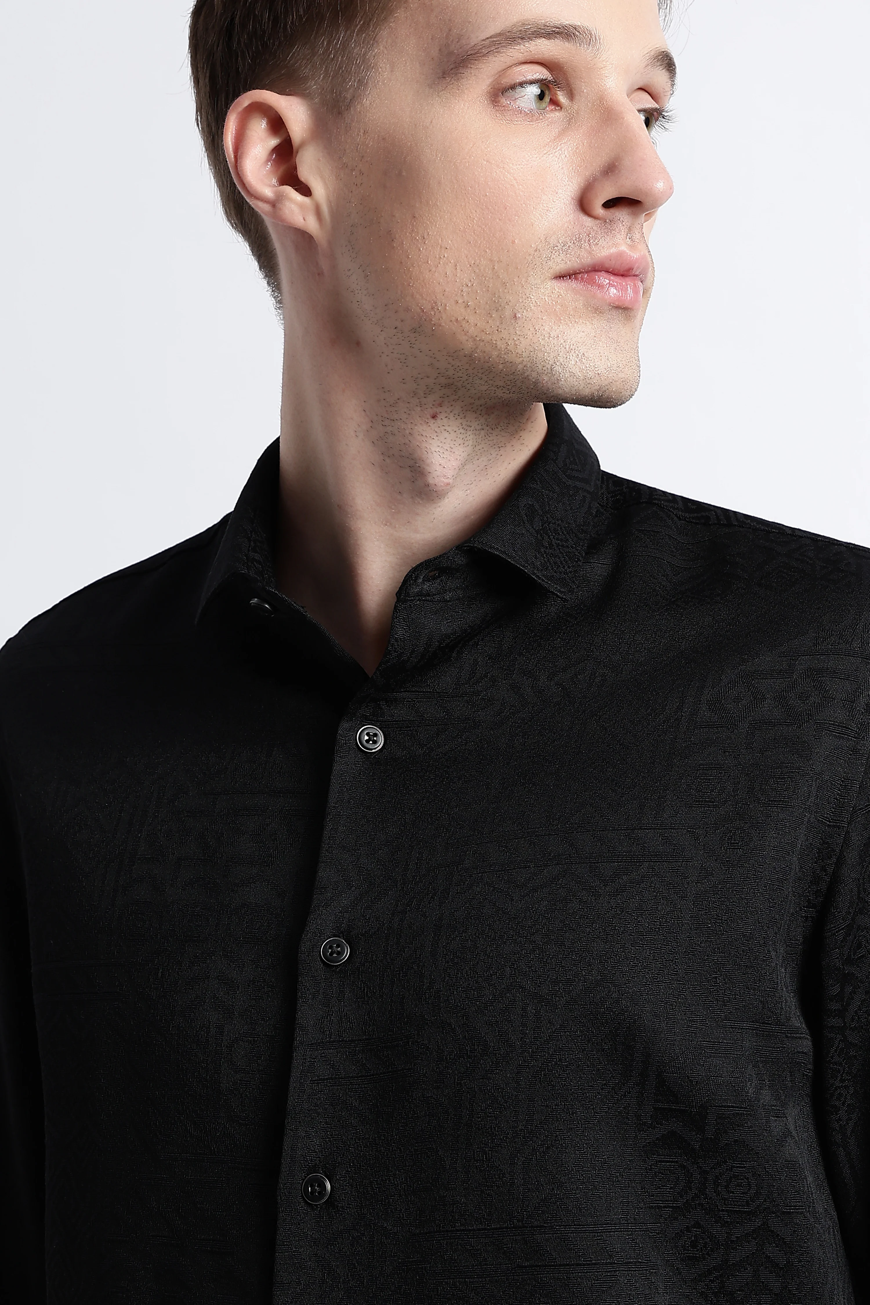 Men Textured Jacquard Shirt - Image 8