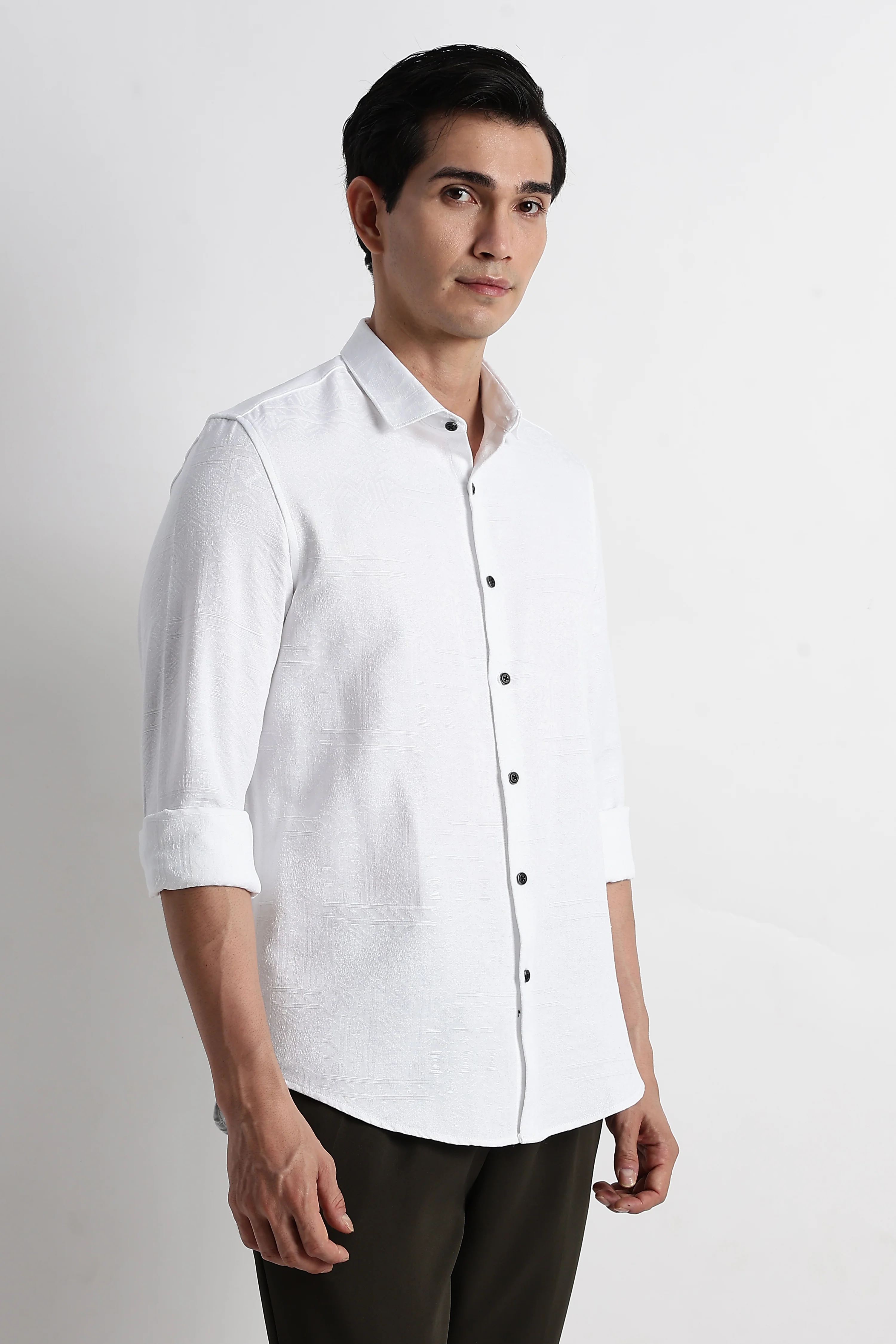 Men Textured Jacquard Shirt - Image 4