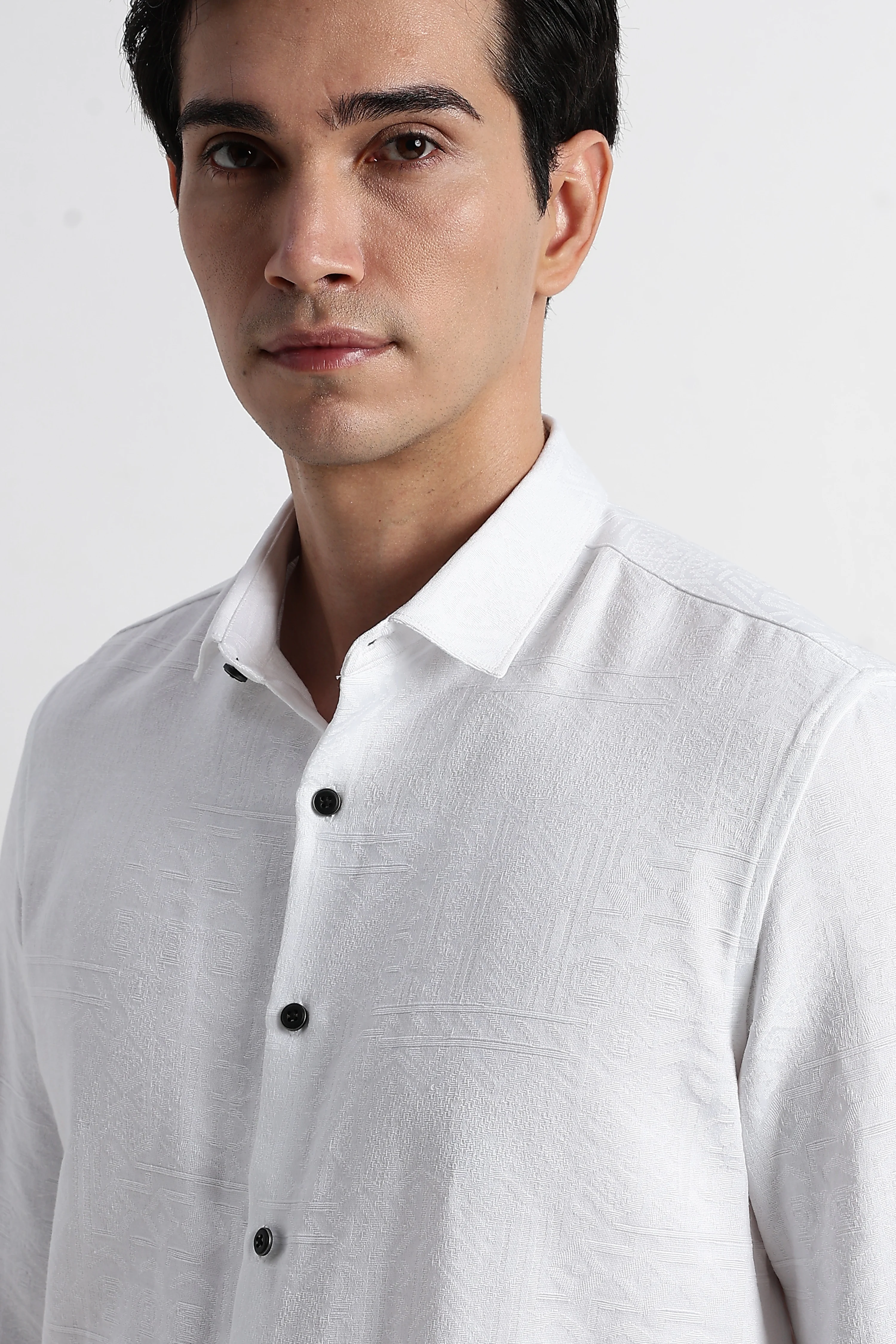 Men Textured Jacquard Shirt - Image 6