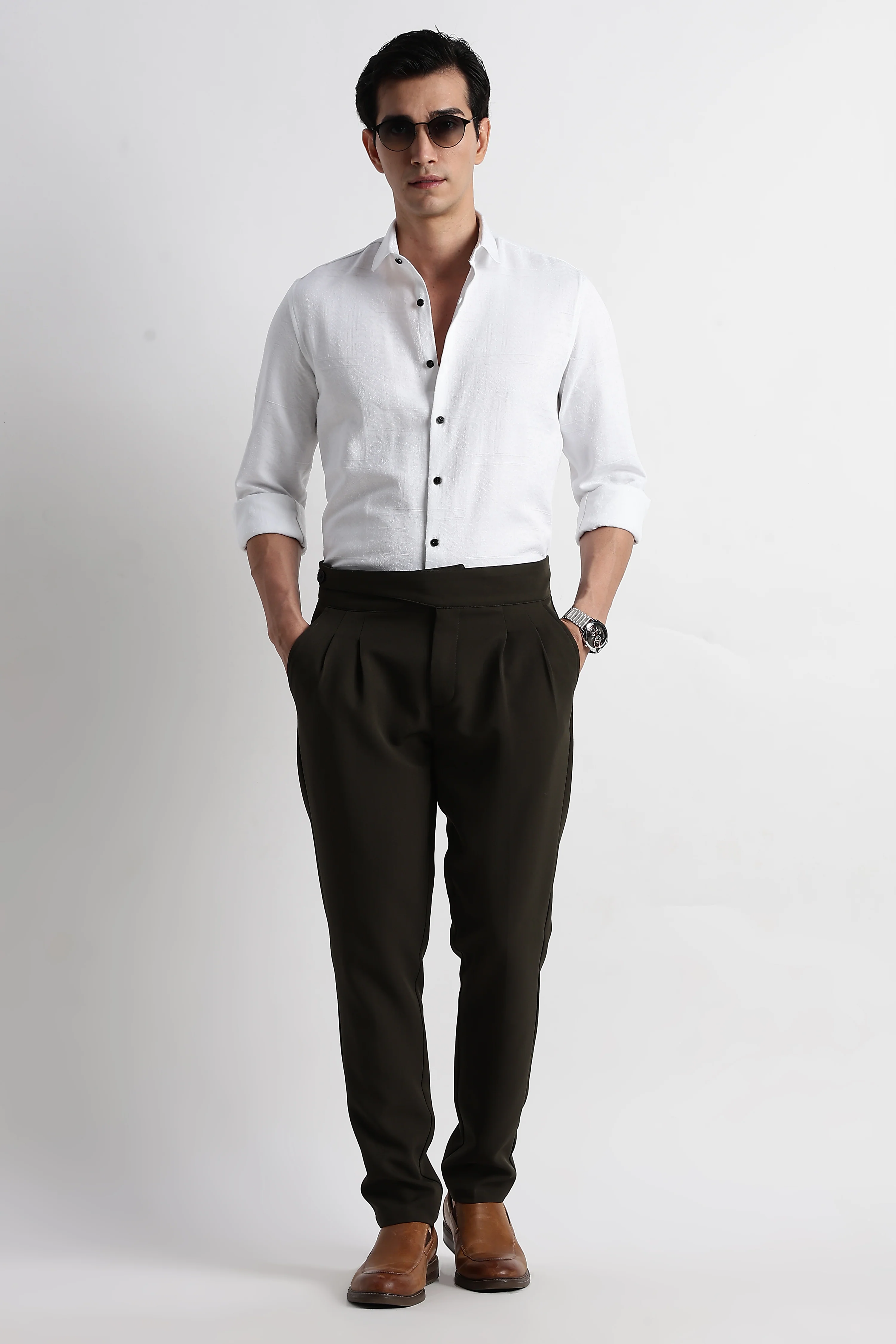Men Textured Jacquard Shirt - Image 8
