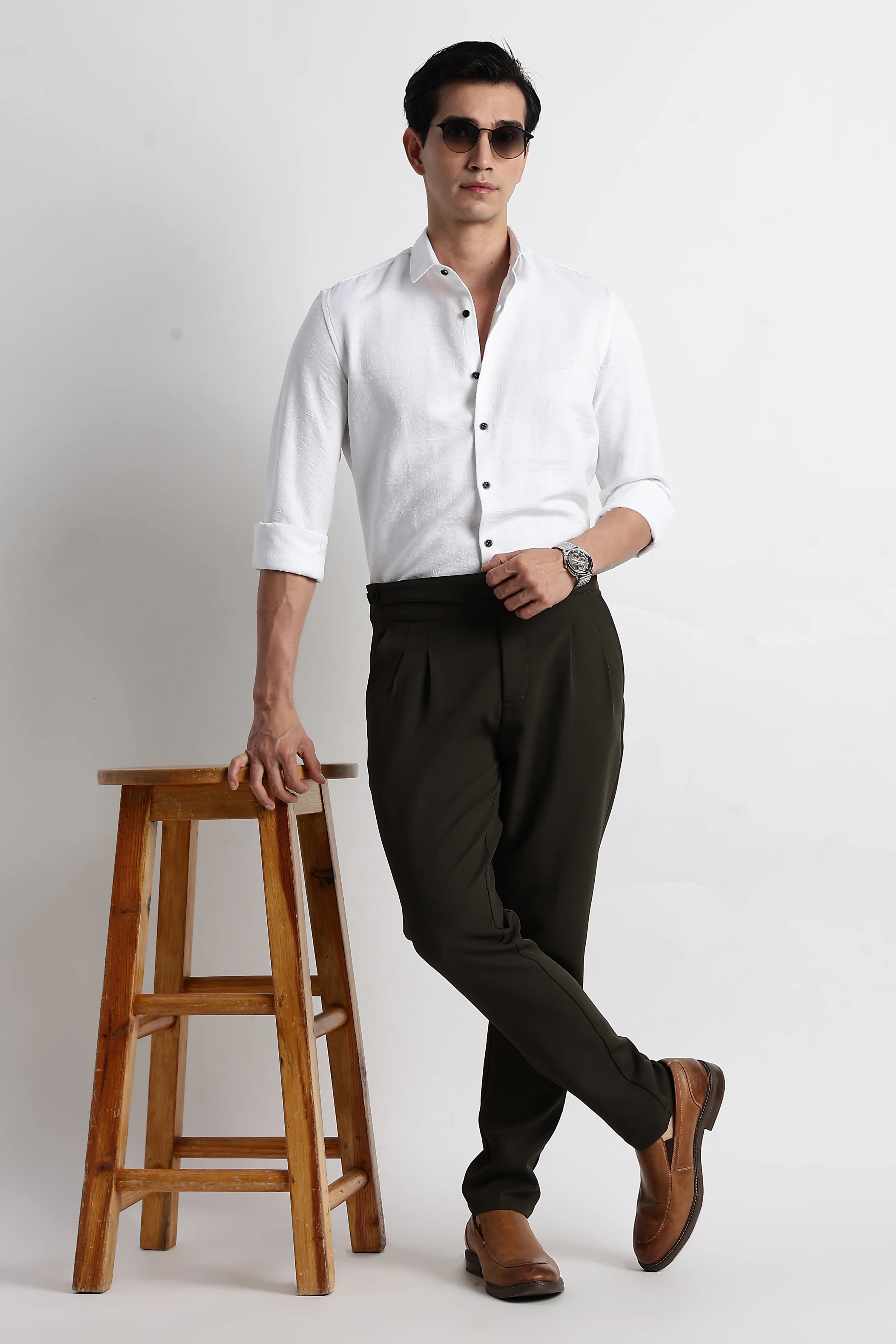 Men Textured Jacquard Shirt - Image 9