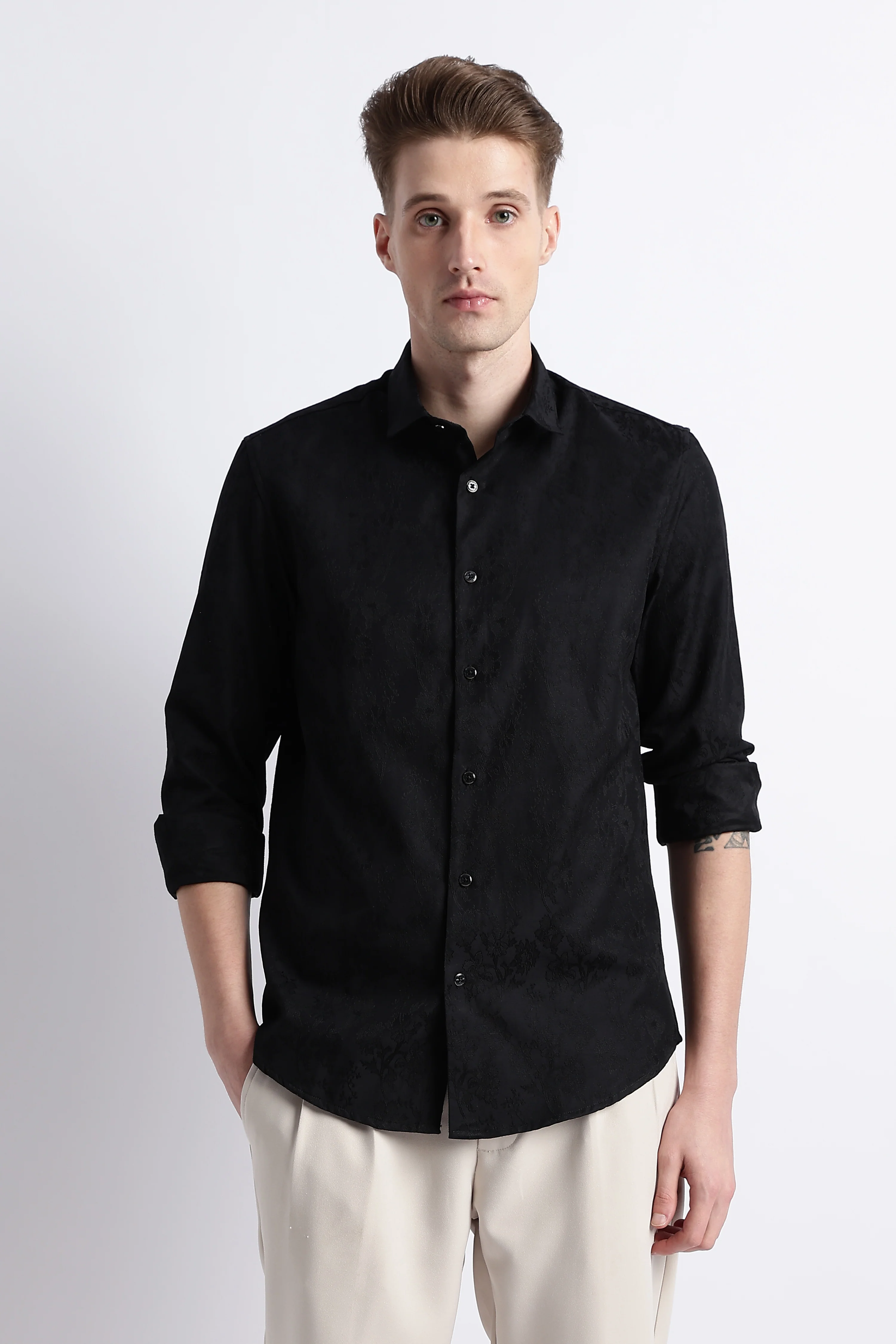 Men Textured Jacquard Shirt - Image 2
