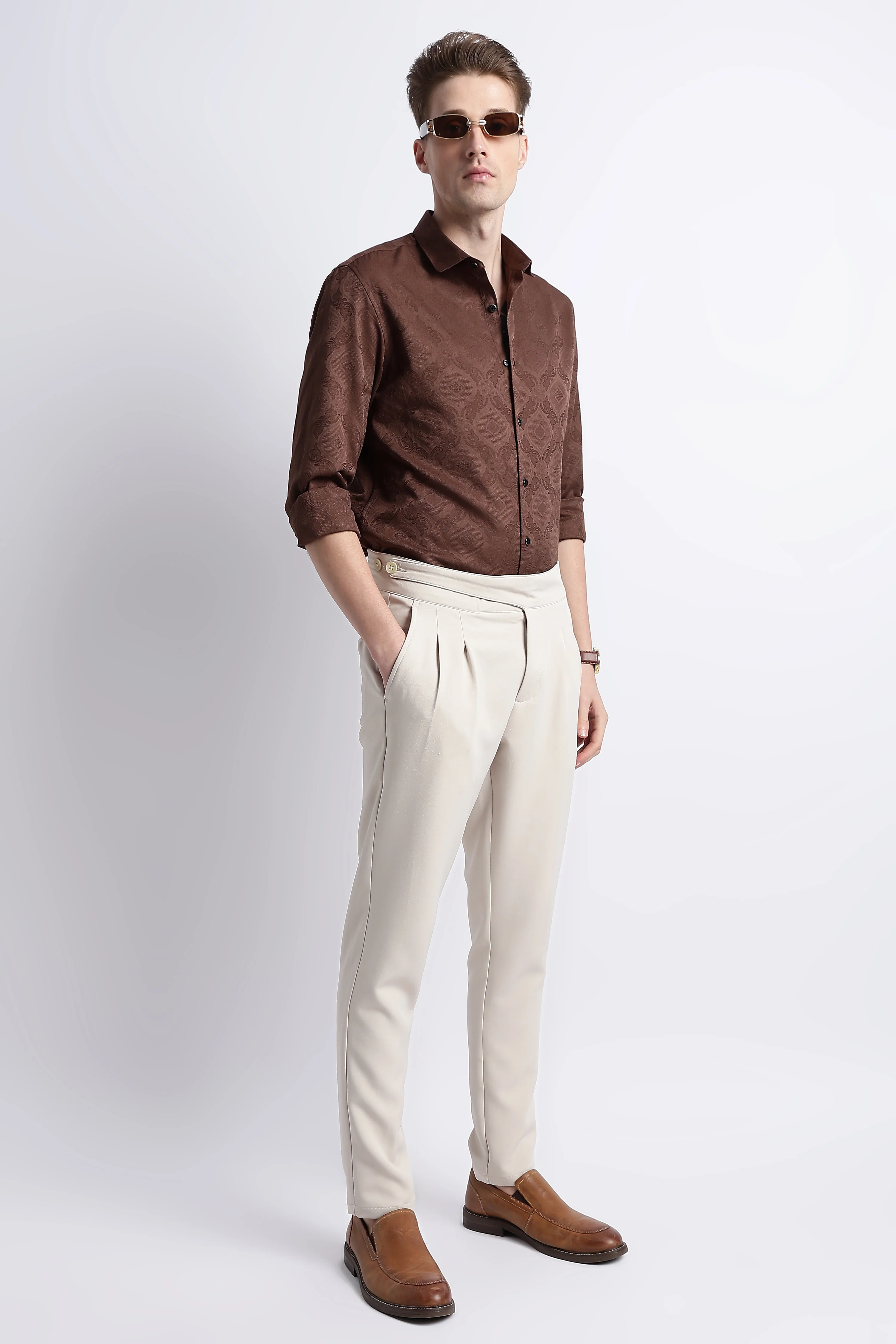 Men Textured Jacquard Shirt - Image 10