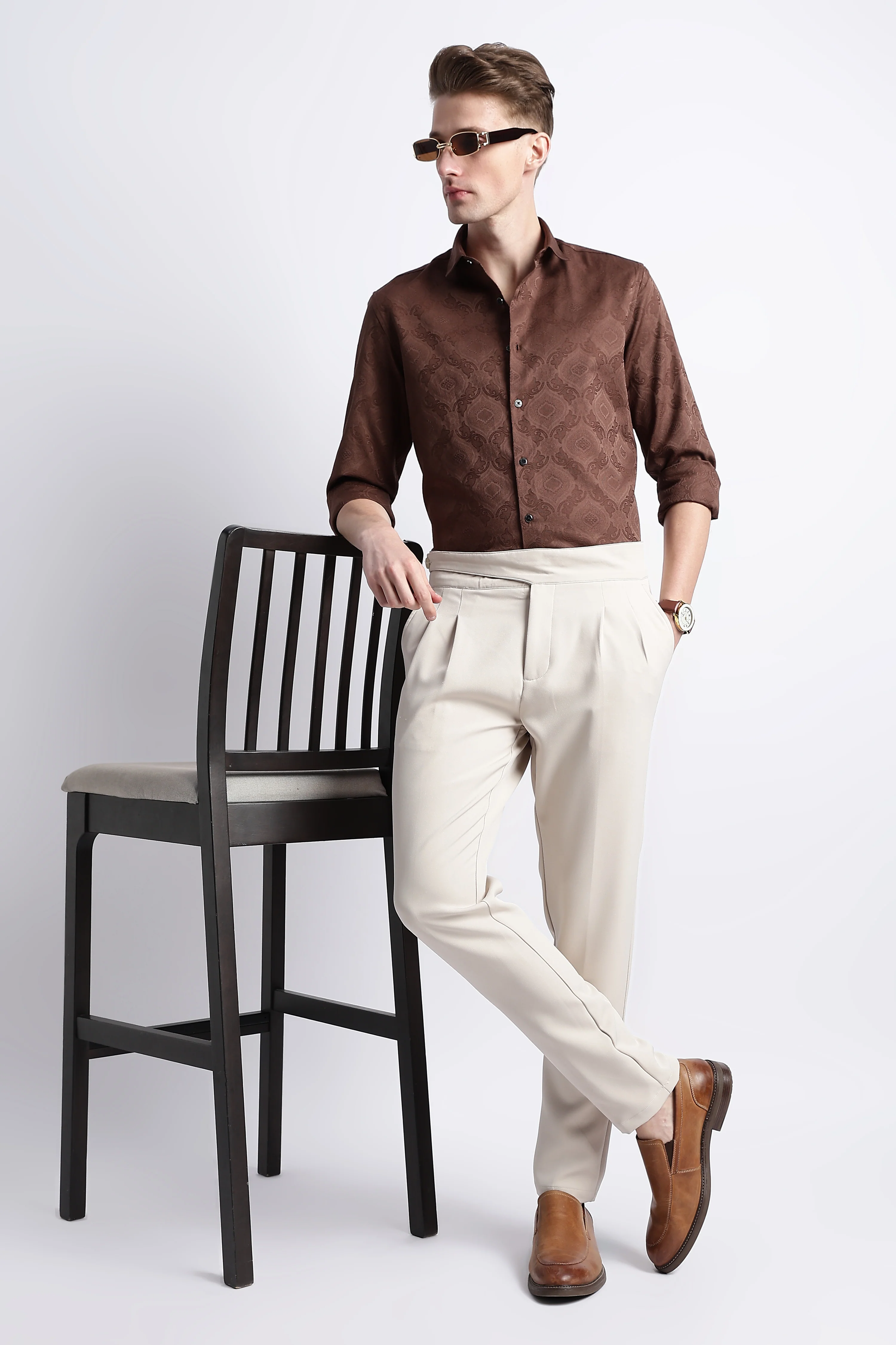 Men Textured Jacquard Shirt - Image 2